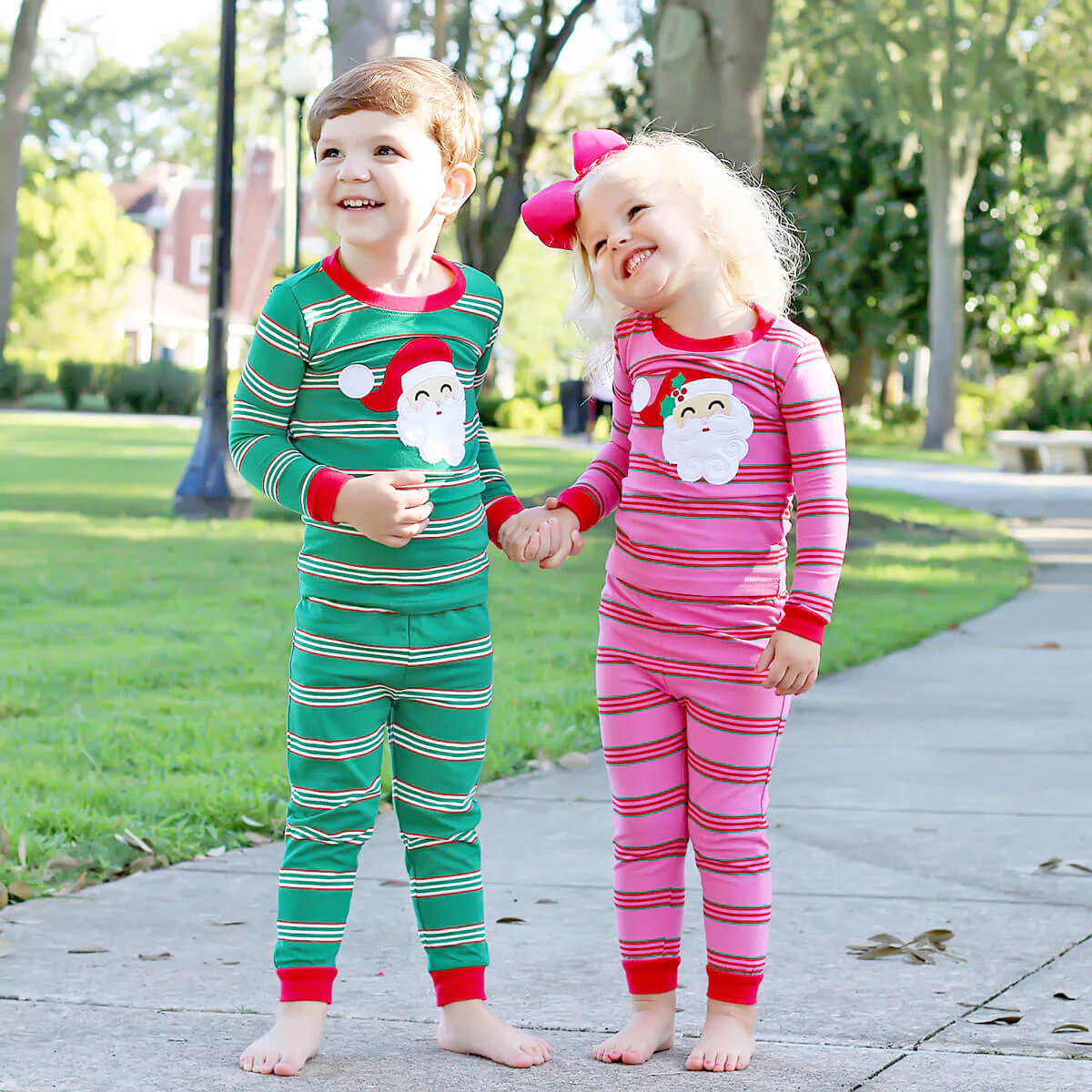 Happy Santa Pink Stripe Pajamas - Image 6