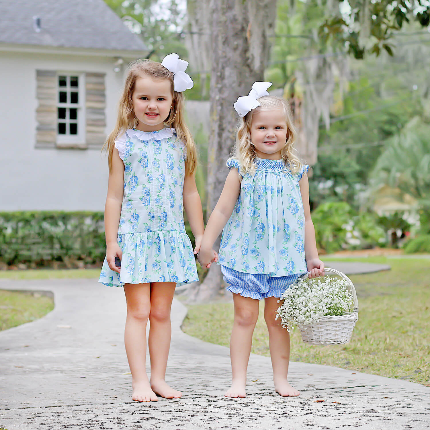Happy Spring Blue Floral Ruffle Collared Dress - Image 3