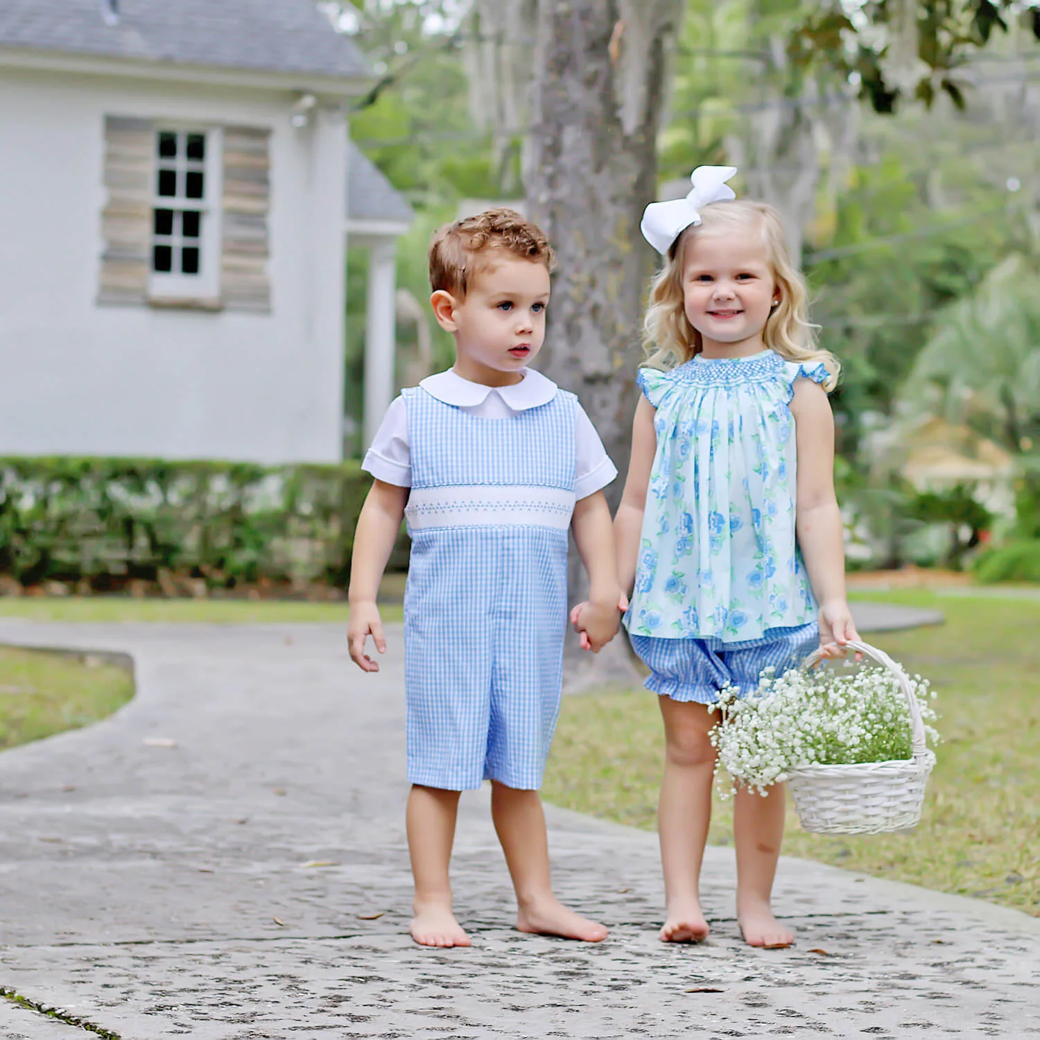Happy Spring Blue Floral Smocked Bloomer Set - Image 8