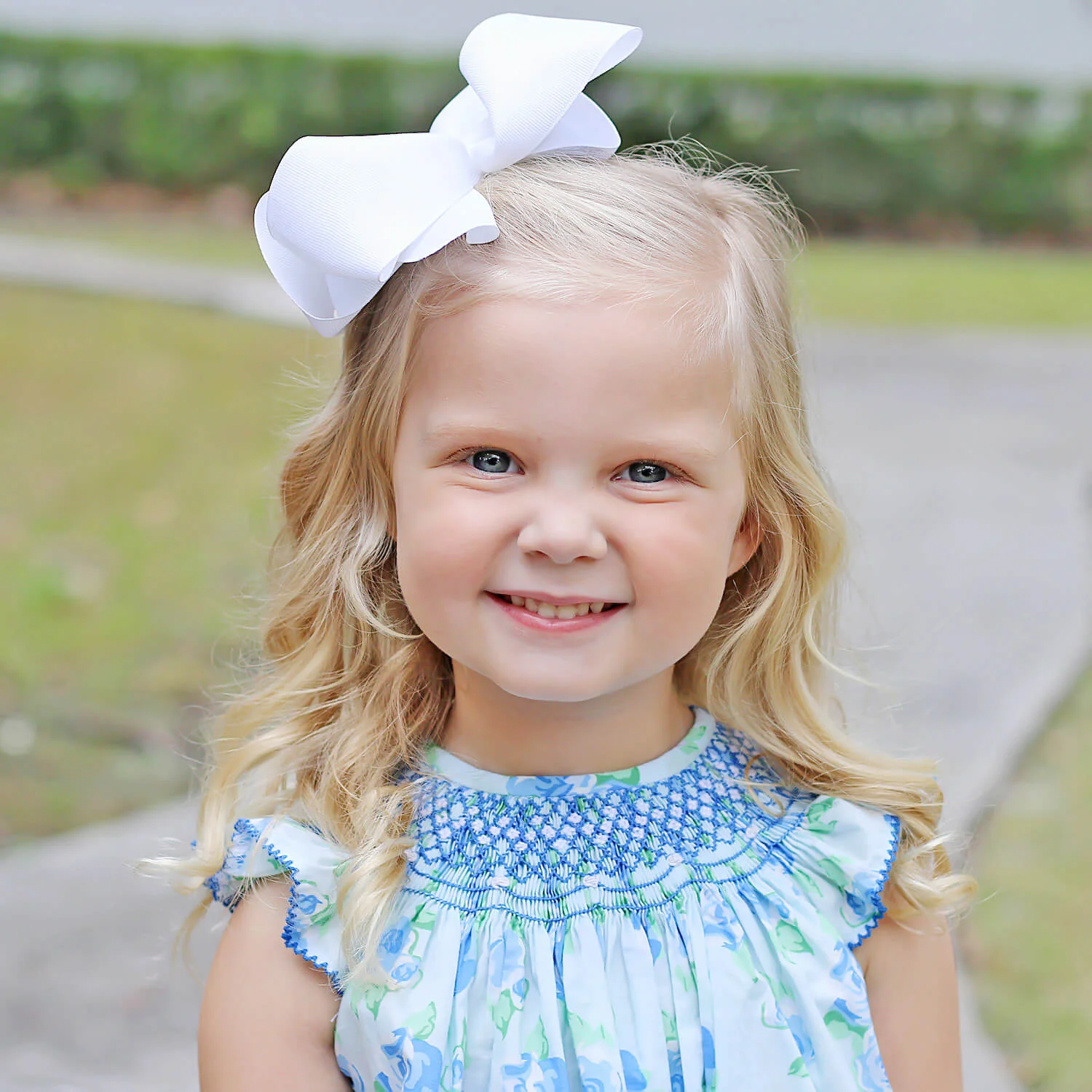 Happy Spring Blue Floral Smocked Dress - Image 3