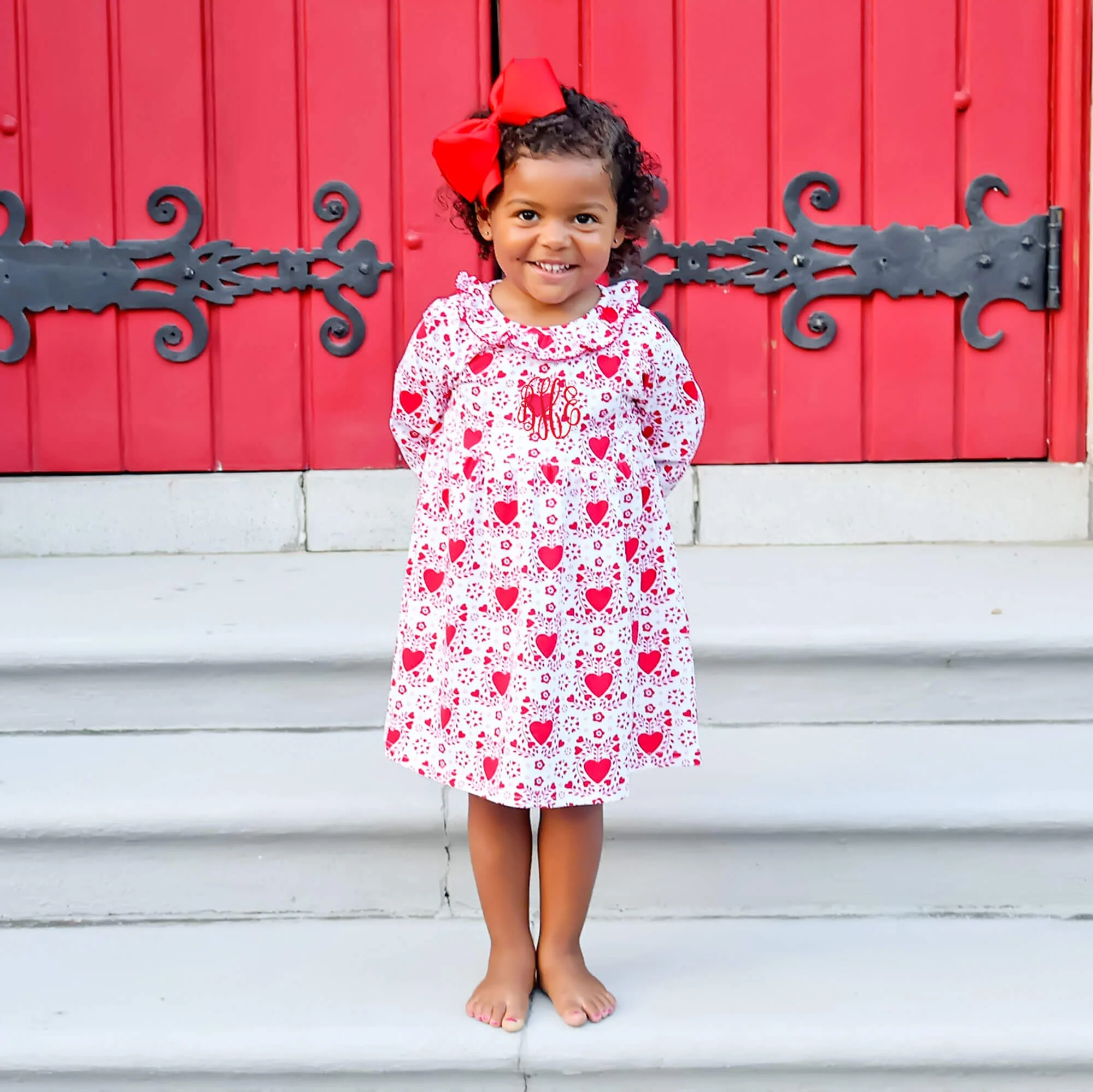 Heart Damask Print Eden Dress