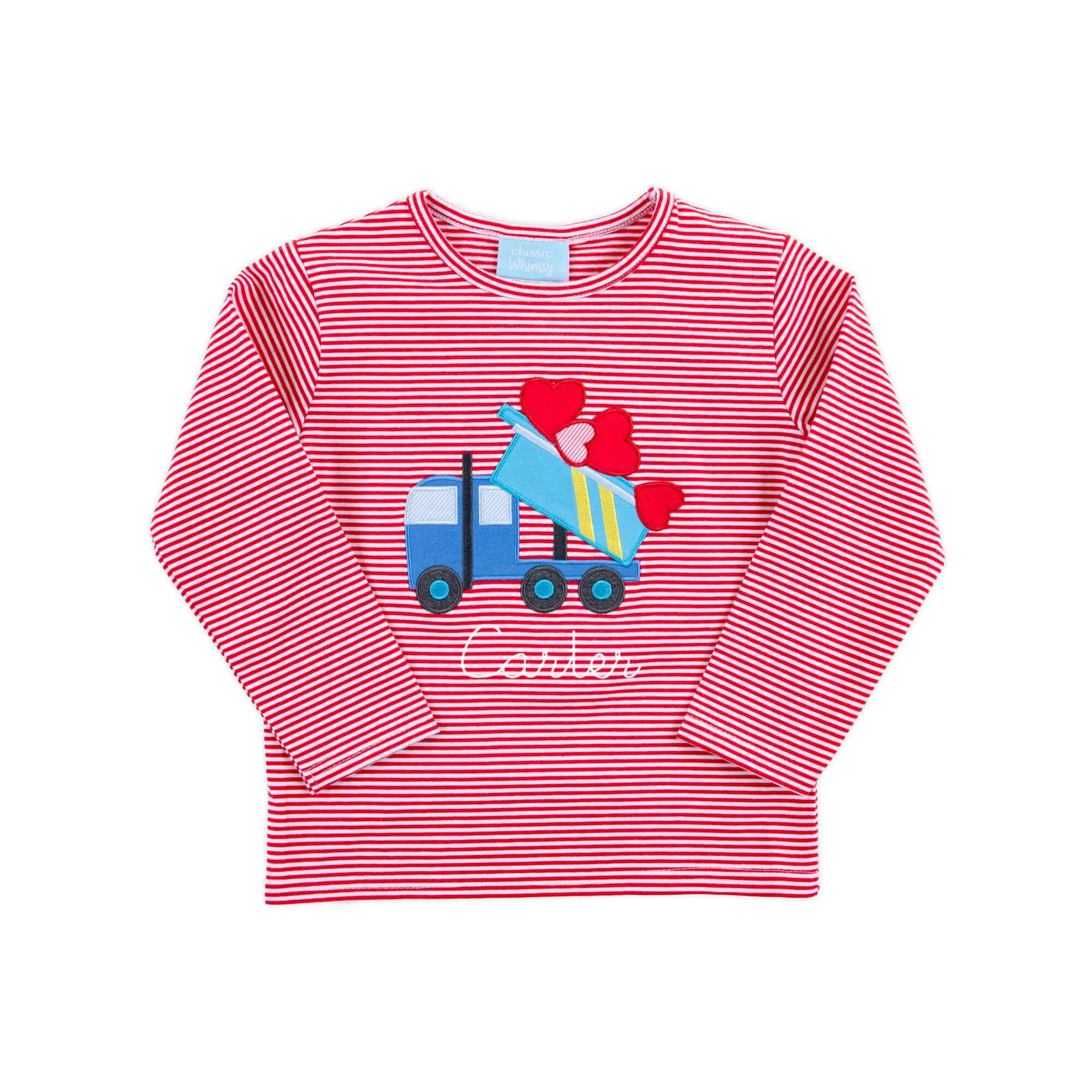 Heart Dump Truck Red Stripe Long Sleeve Shirt - Image 3