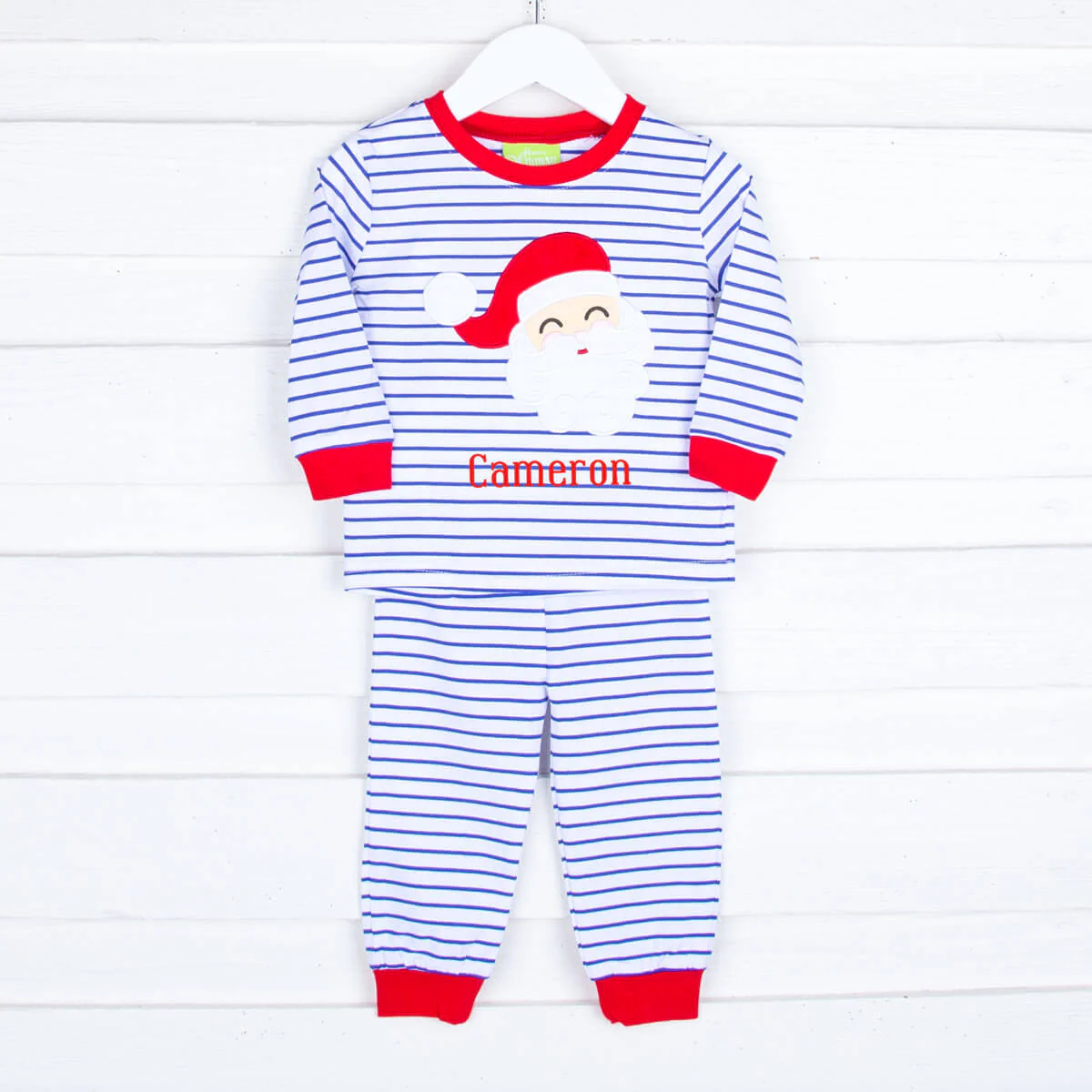 Happy Santa Blue Stripe Pajamas