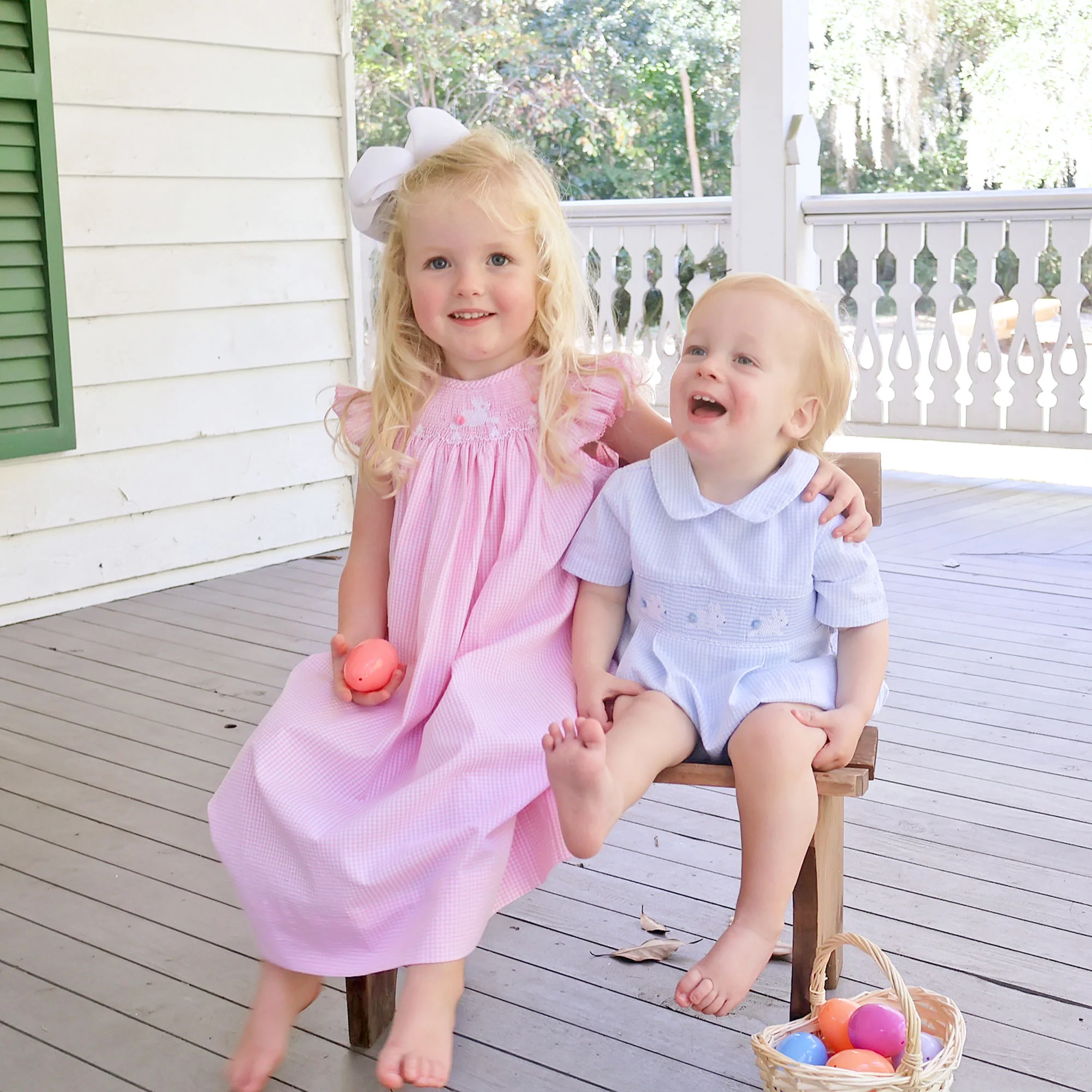 Hop Hop Bunnies Smocked Pink Gingham Dress - Image 6