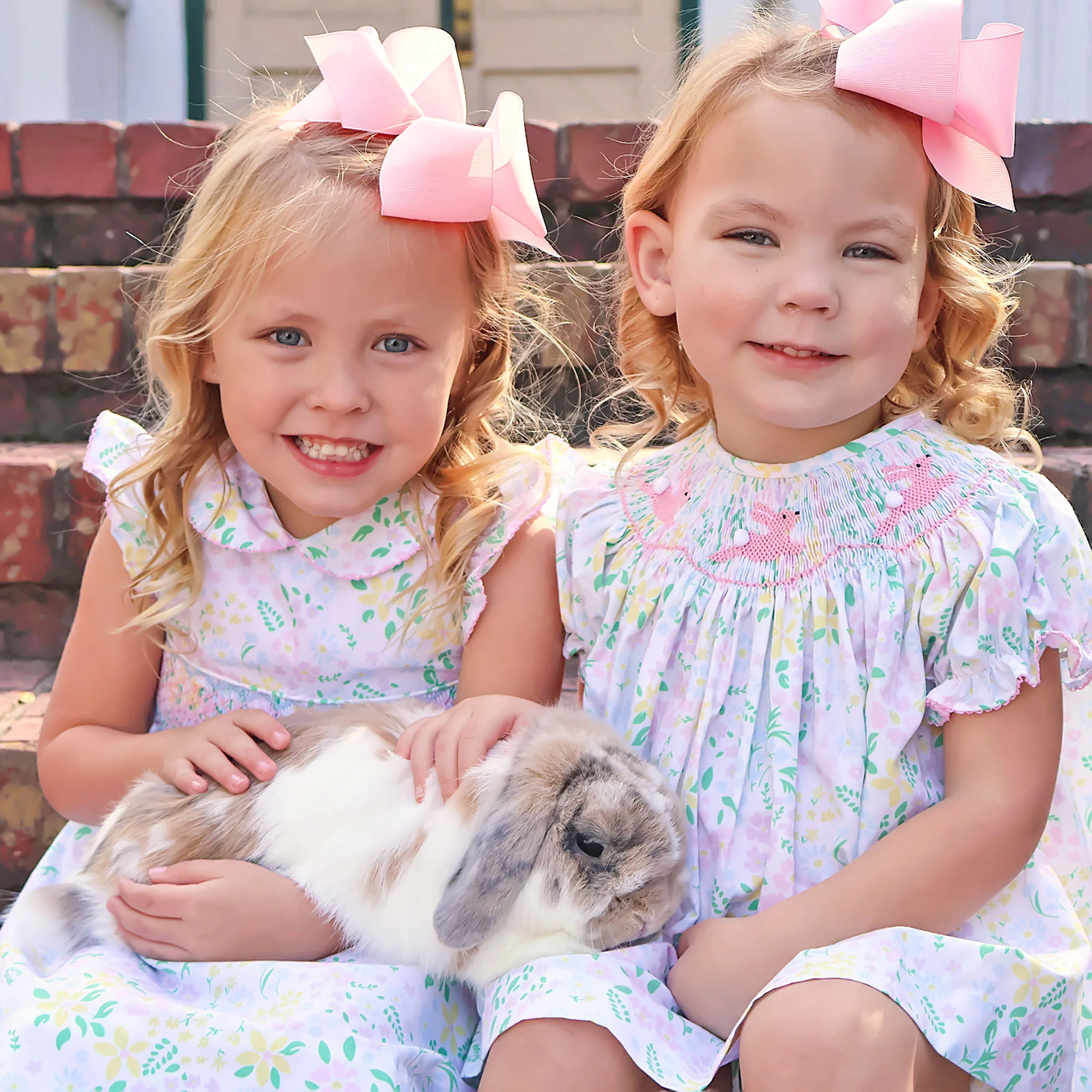 Hopping Bunny Smocked Garden Floral Bloomer Set - Image 4