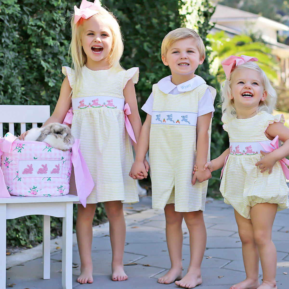 Hoppy Bunnies Yellow Smocked Beverly Dress - Image 4
