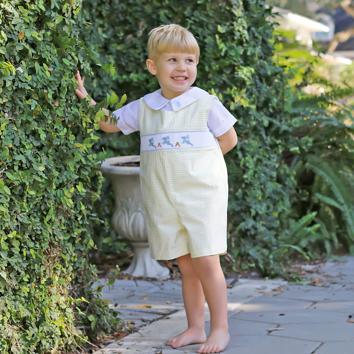 Hoppy Bunnies Yellow Smocked Jon Jon
