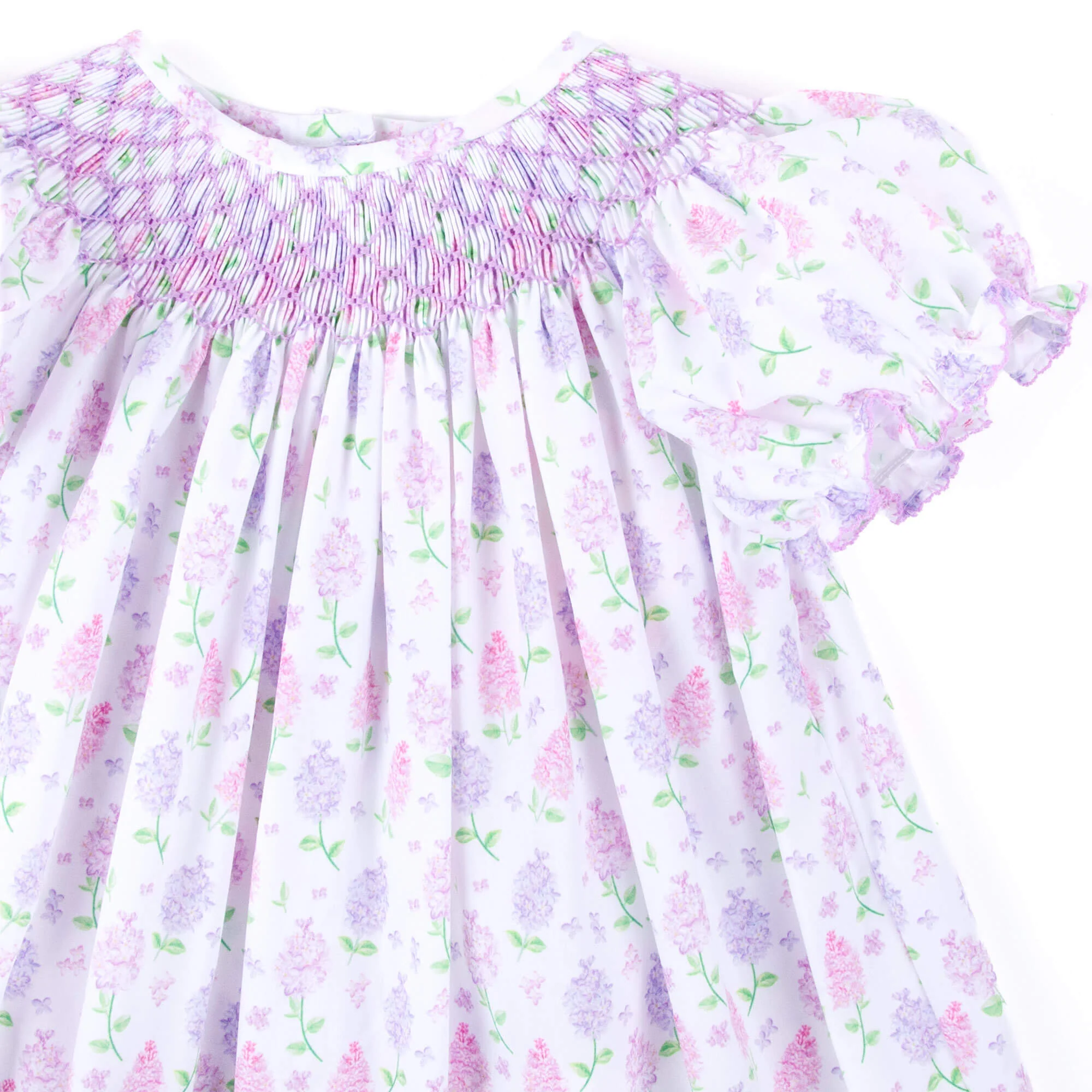 Hydrangea Floral Lavender Smocked Bishop Dress - Image 5