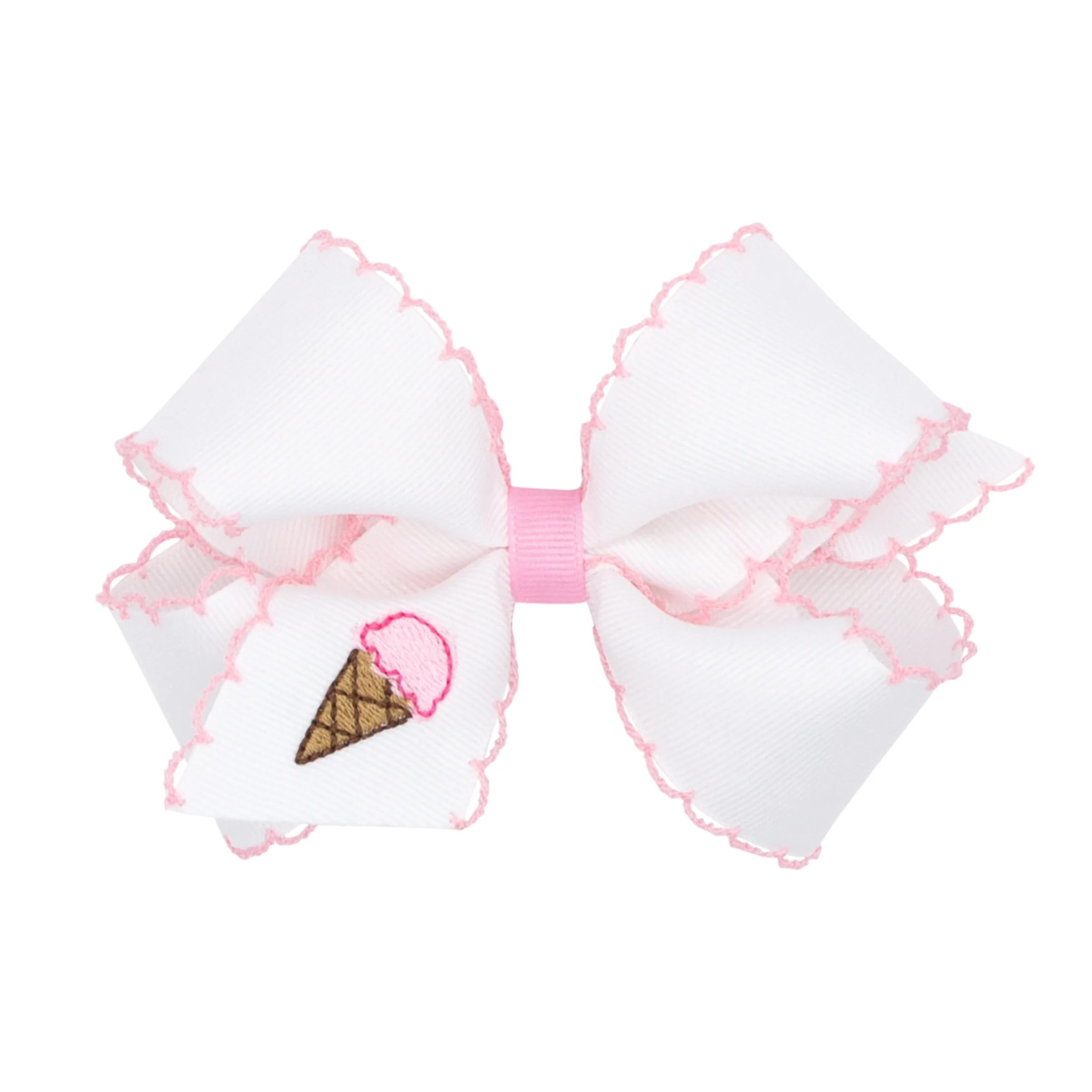 Ice Cream Cone Embroidered Moonstitch Bow