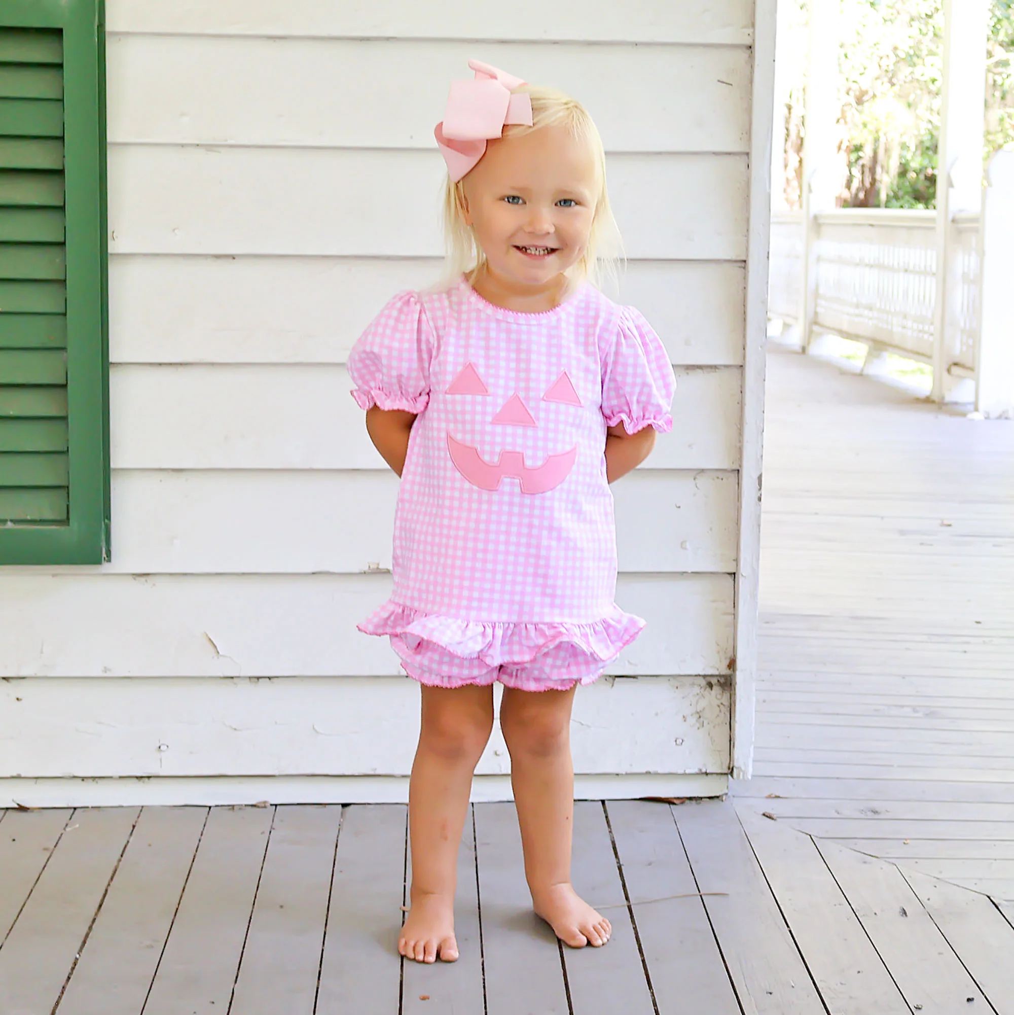 Jack O'Lantern Pink Gingham Milly Bloomer Set