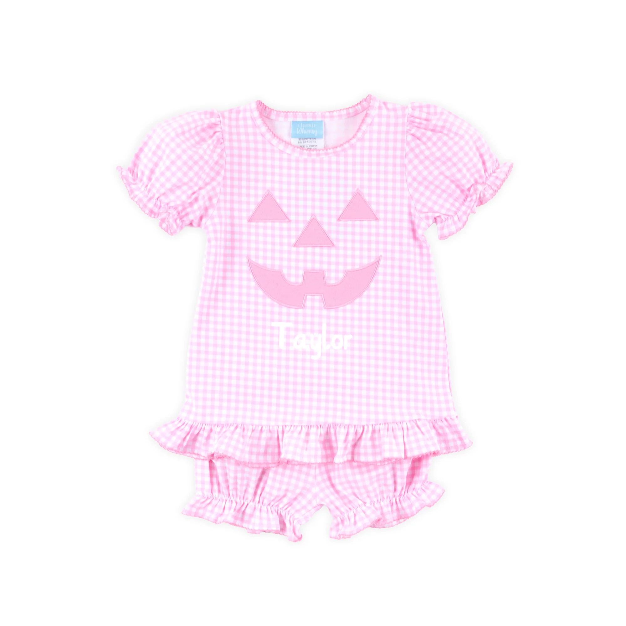 Jack O'Lantern Pink Gingham Milly Bloomer Set - Image 2