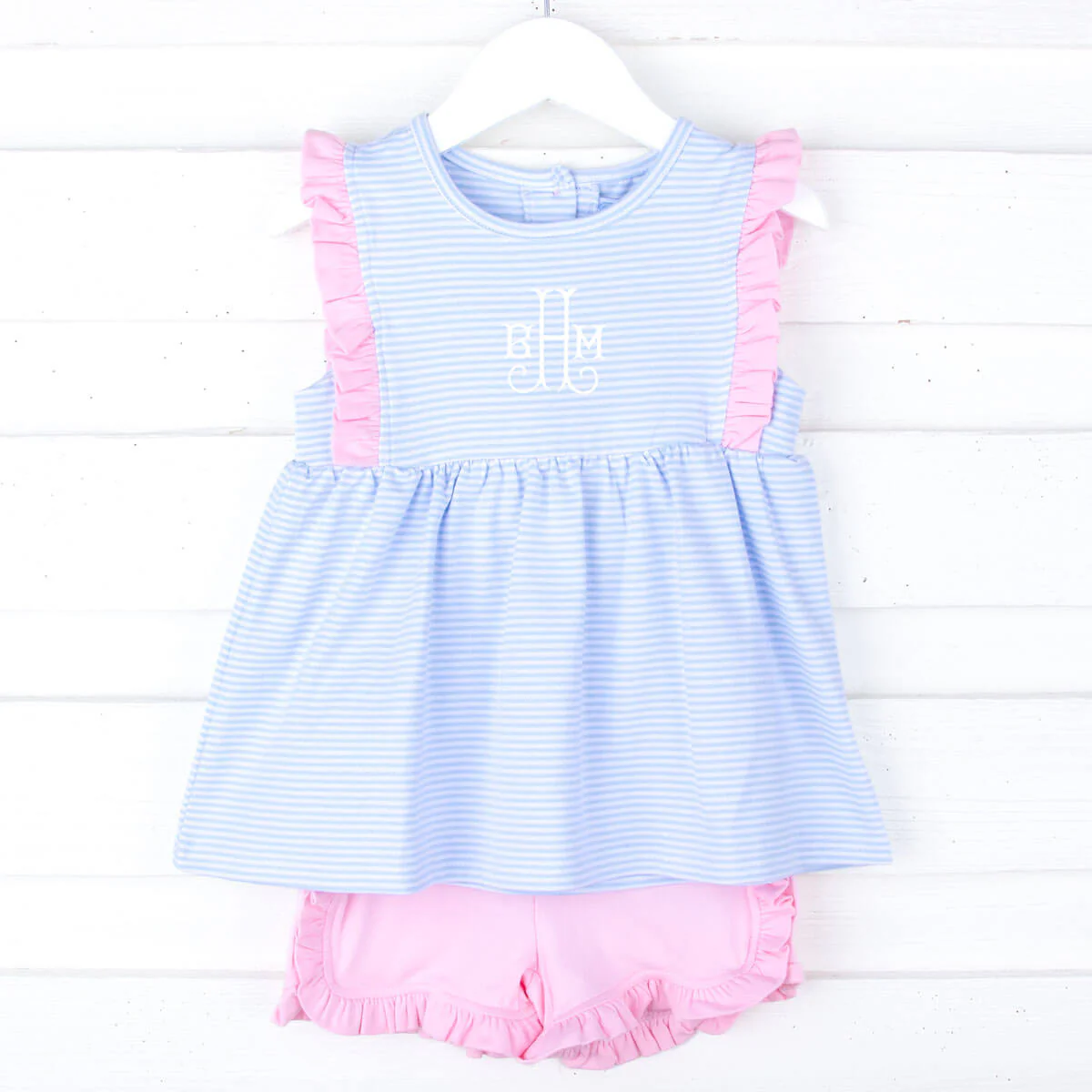 Josie Stripe Light Blue Knit Stripe Short Set