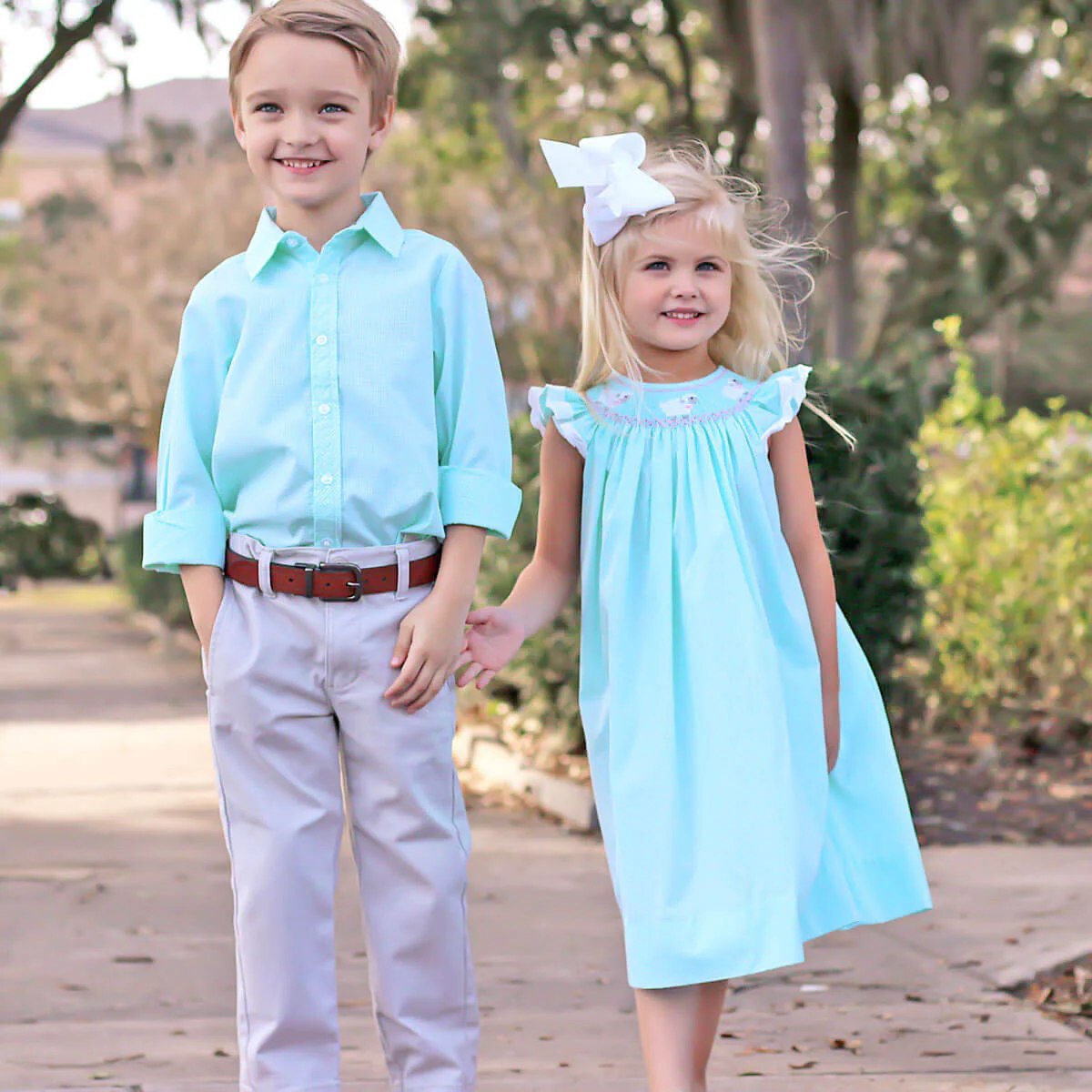 Lamb Smocked Mint Gingham Dress - Image 9