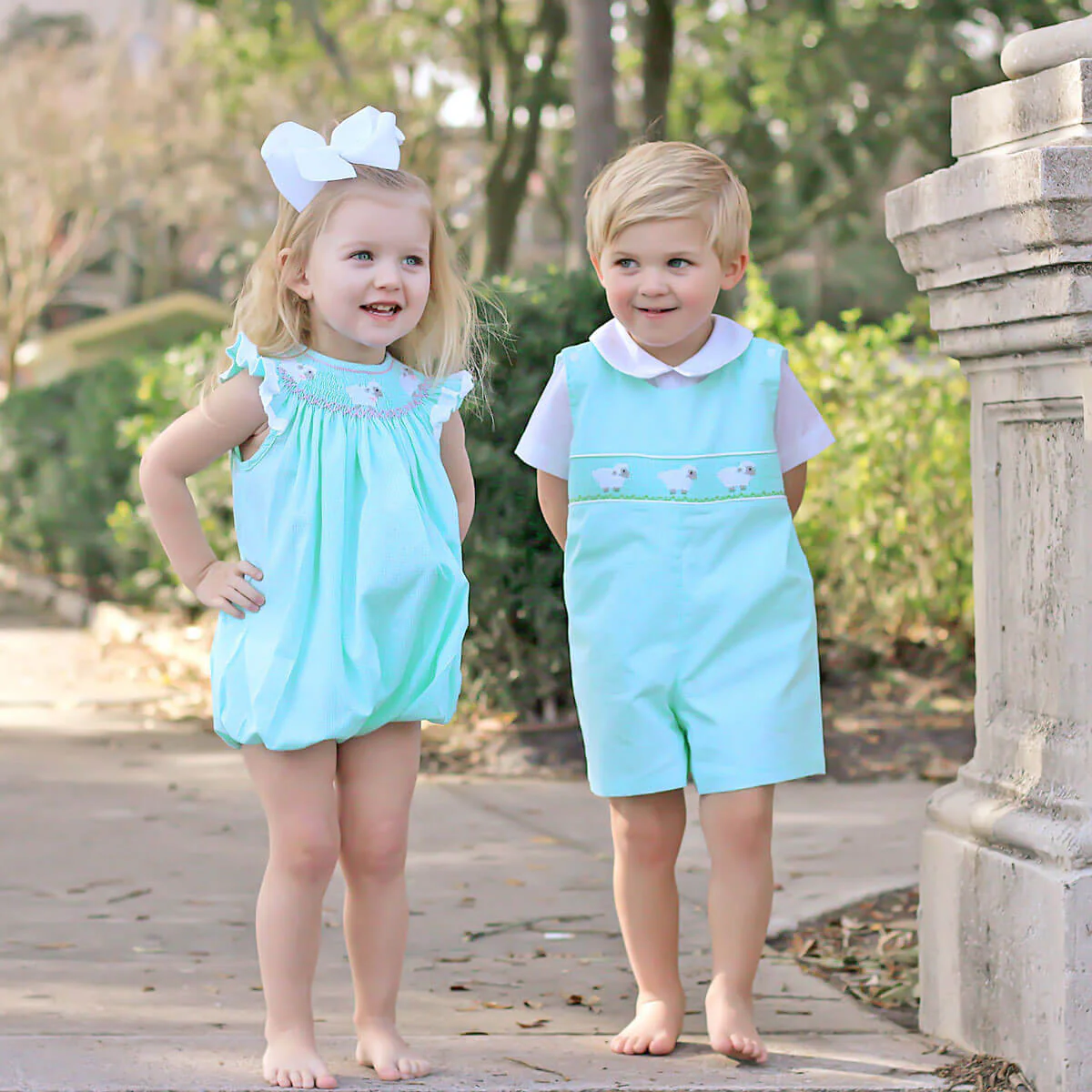 Baby Lamb Smocked Jon Jon Mint Gingham - Image 4