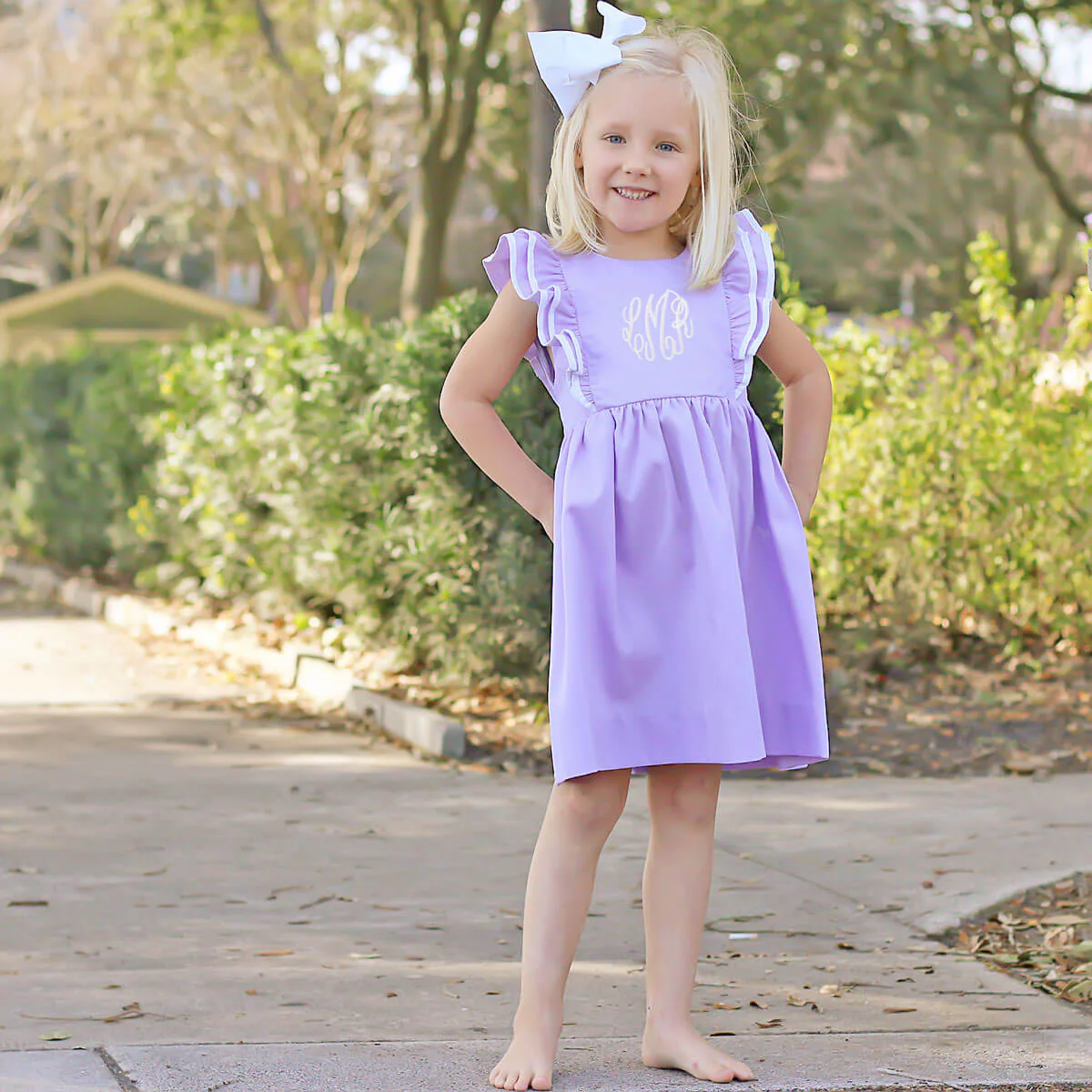 Lavender Pique Classic Ruffle Dress