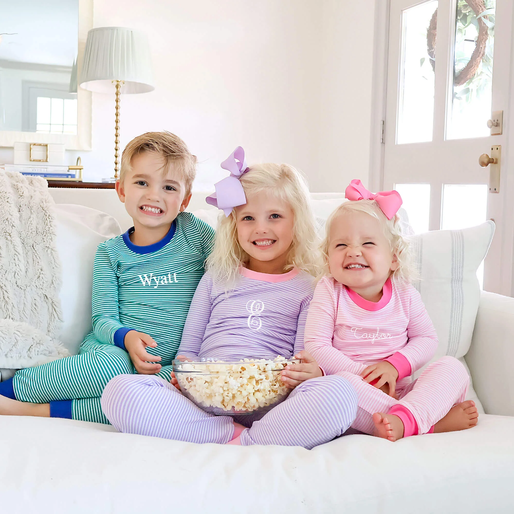 Lavender Stripe Pajamas with Pink - Image 3