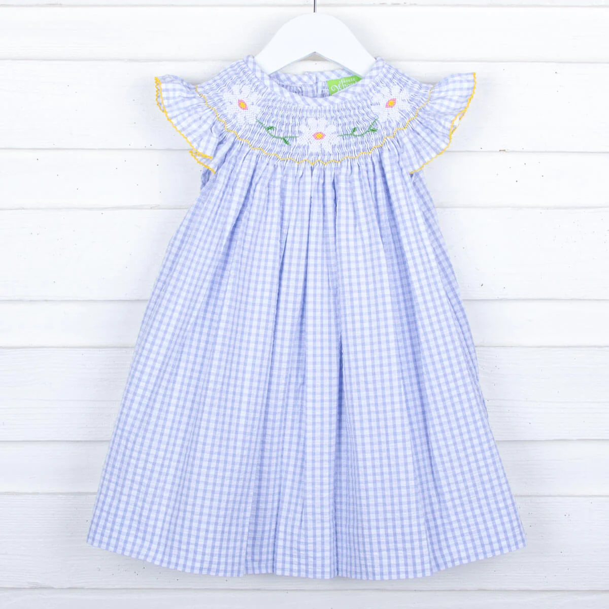 Daisy Smocked Light Blue Seersucker Dress