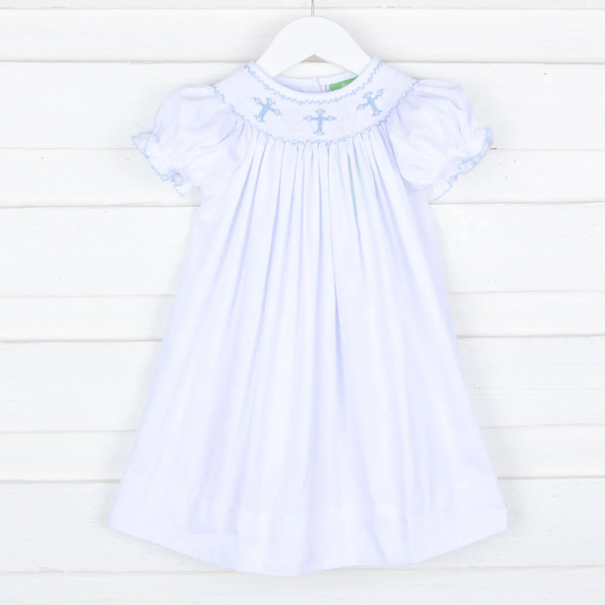 Light Blue Cross Smocked Dress