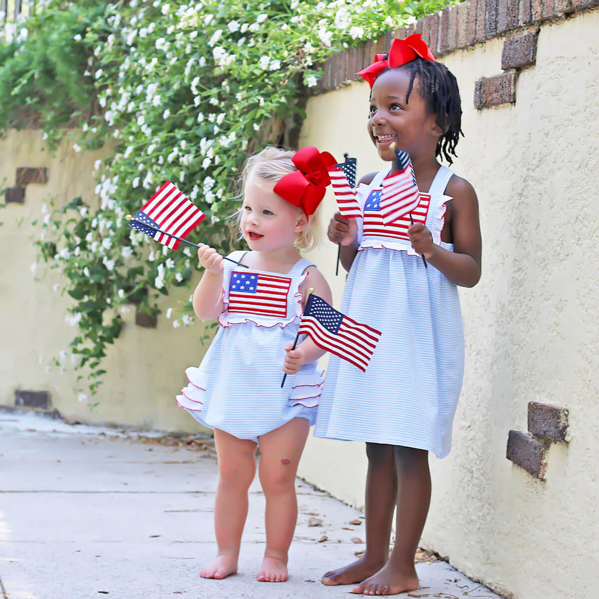 Flag Applique Light Blue Stripe Mia Dress - Image 4
