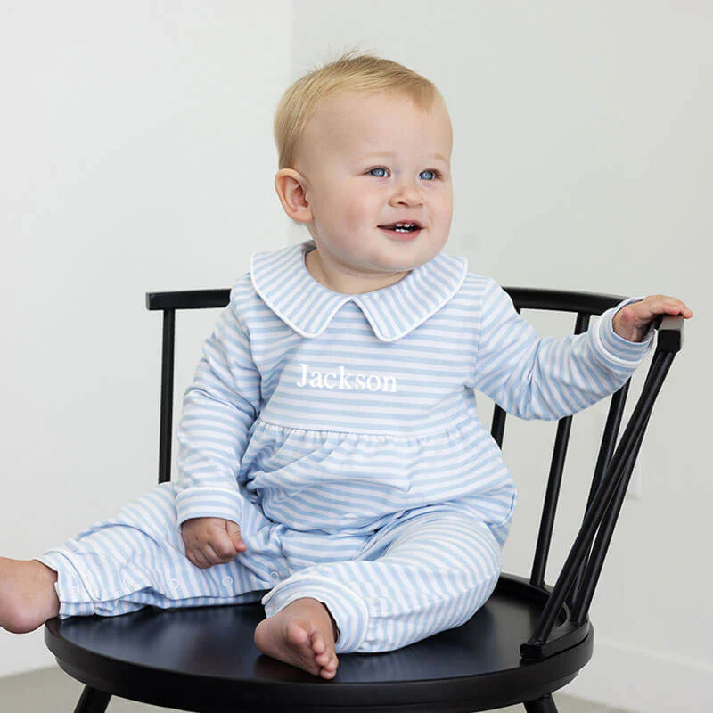 French Blue Stripe Romper