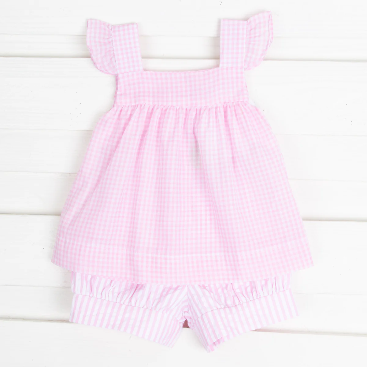 Light Pink Gingham Amy Short Set
