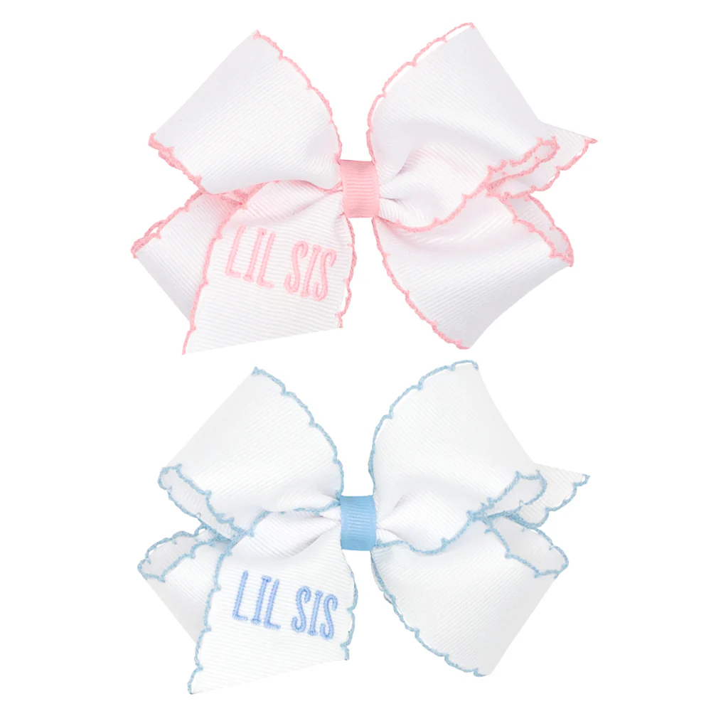 Lil Sis Embroidered Moonstitch Bow