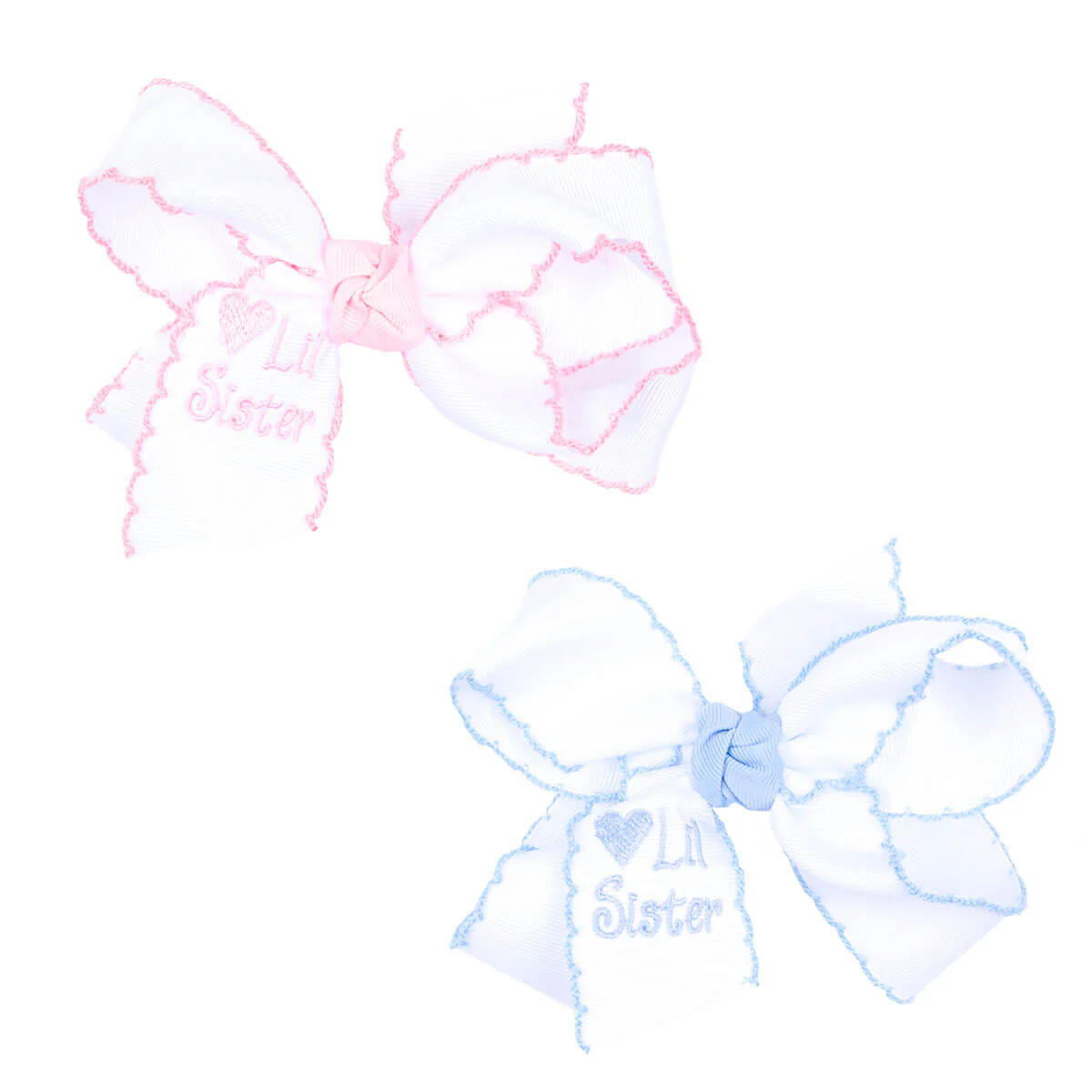 Lil Sister Embroidered Medium Knotted Bow