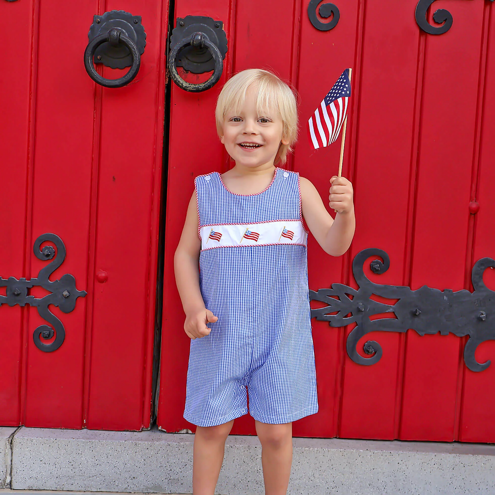 Little Patriot Blue Gingham Jon Jon