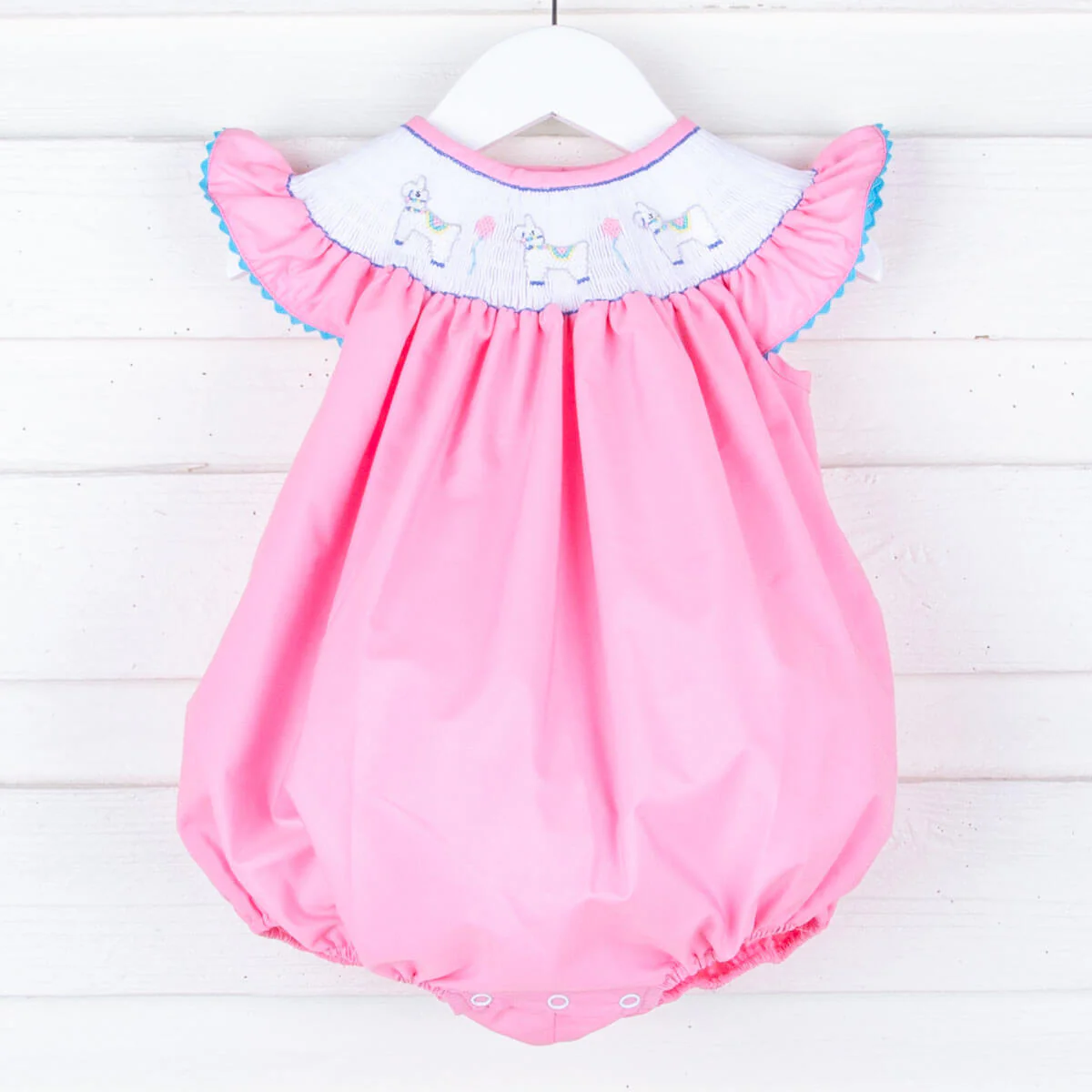 Llama Party Smocked Pink Bubble
