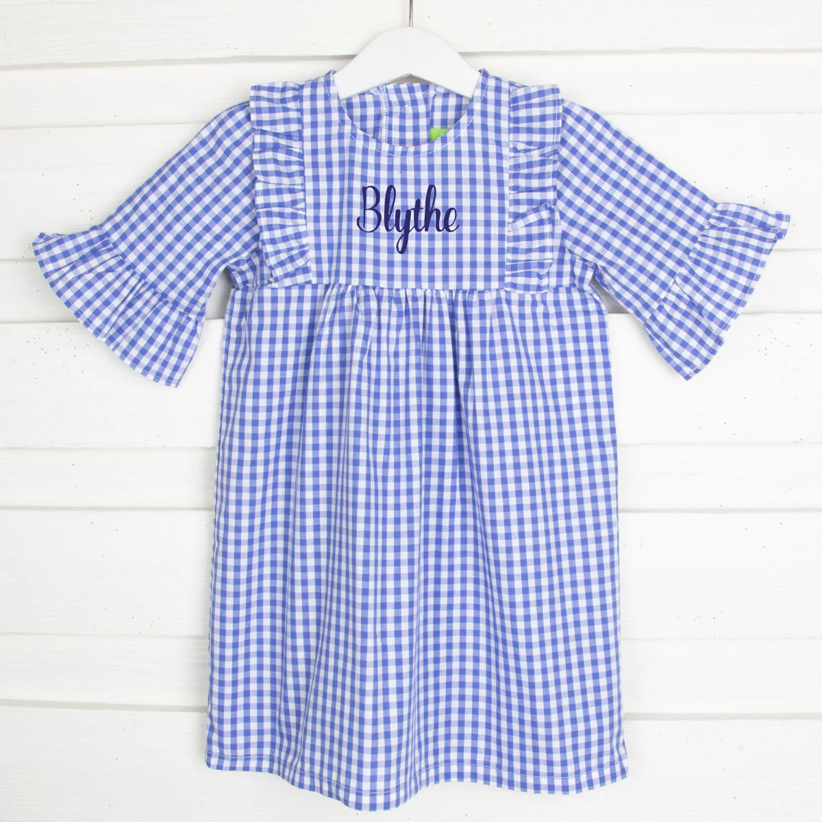 Mid Blue Gingham Olivia Dress