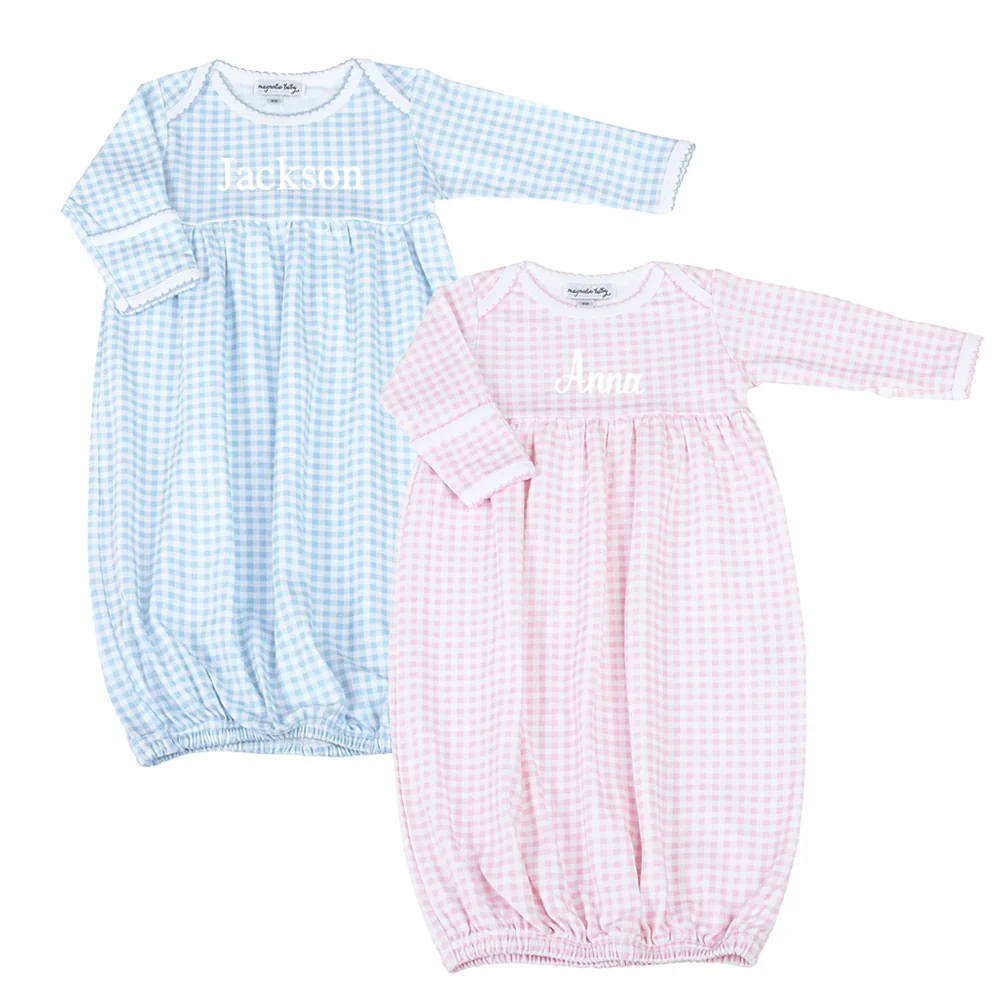 Mini Checks Knit Gathered Gown