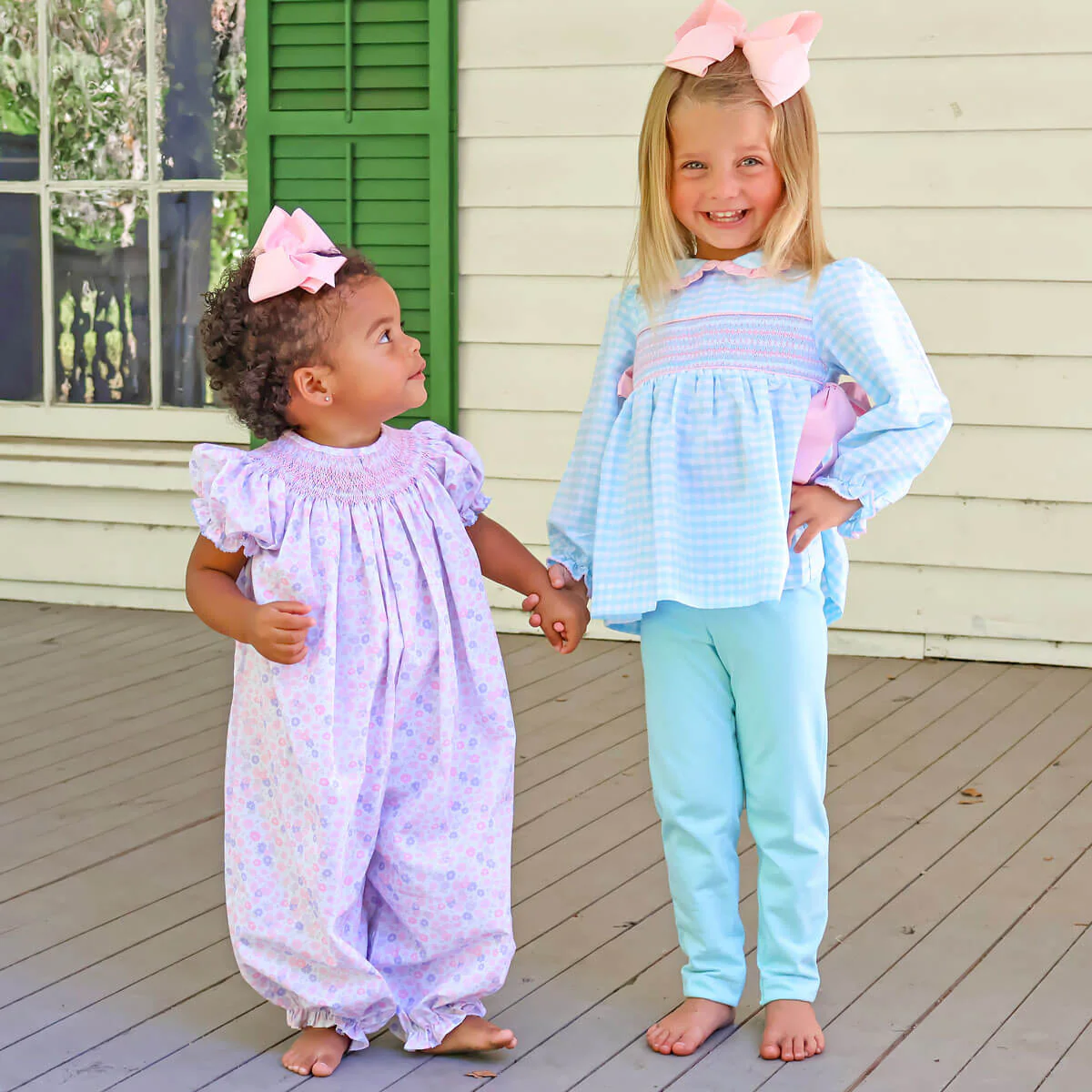 Mint Gingham Geo Smocked Legging Set - Image 4