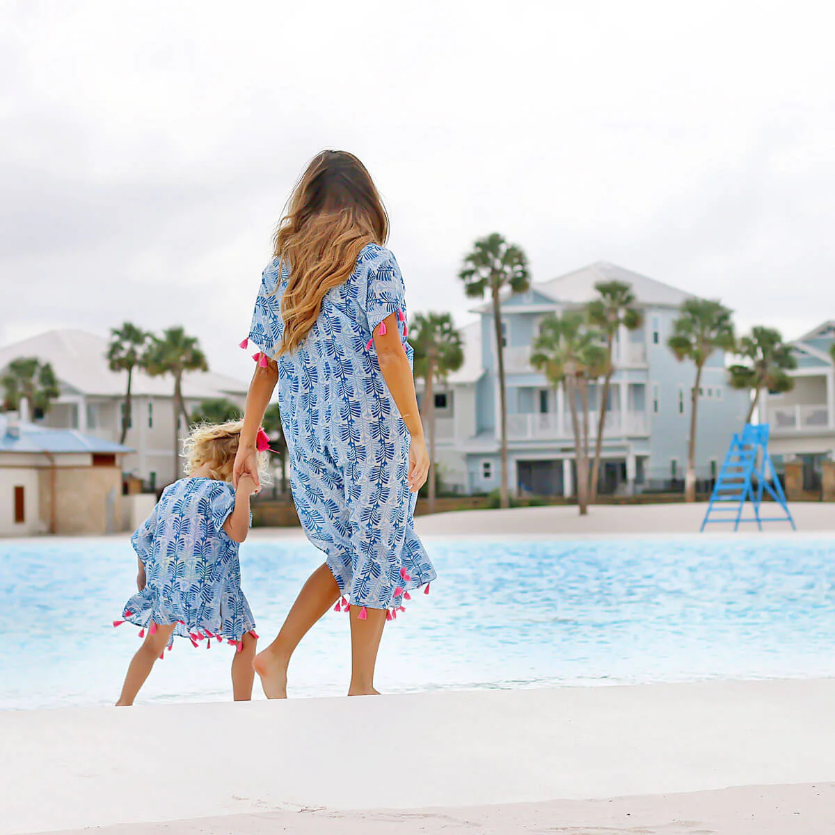 Women's Blue Leaf Print Caftan - Image 4