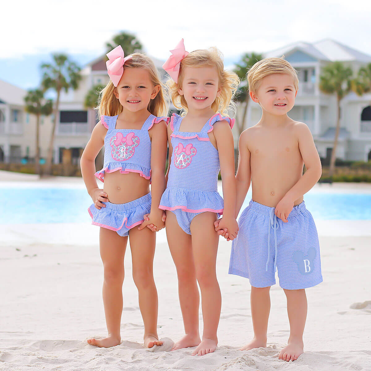 Mouse Ears Blue Gingham Swim Trunks - Image 6
