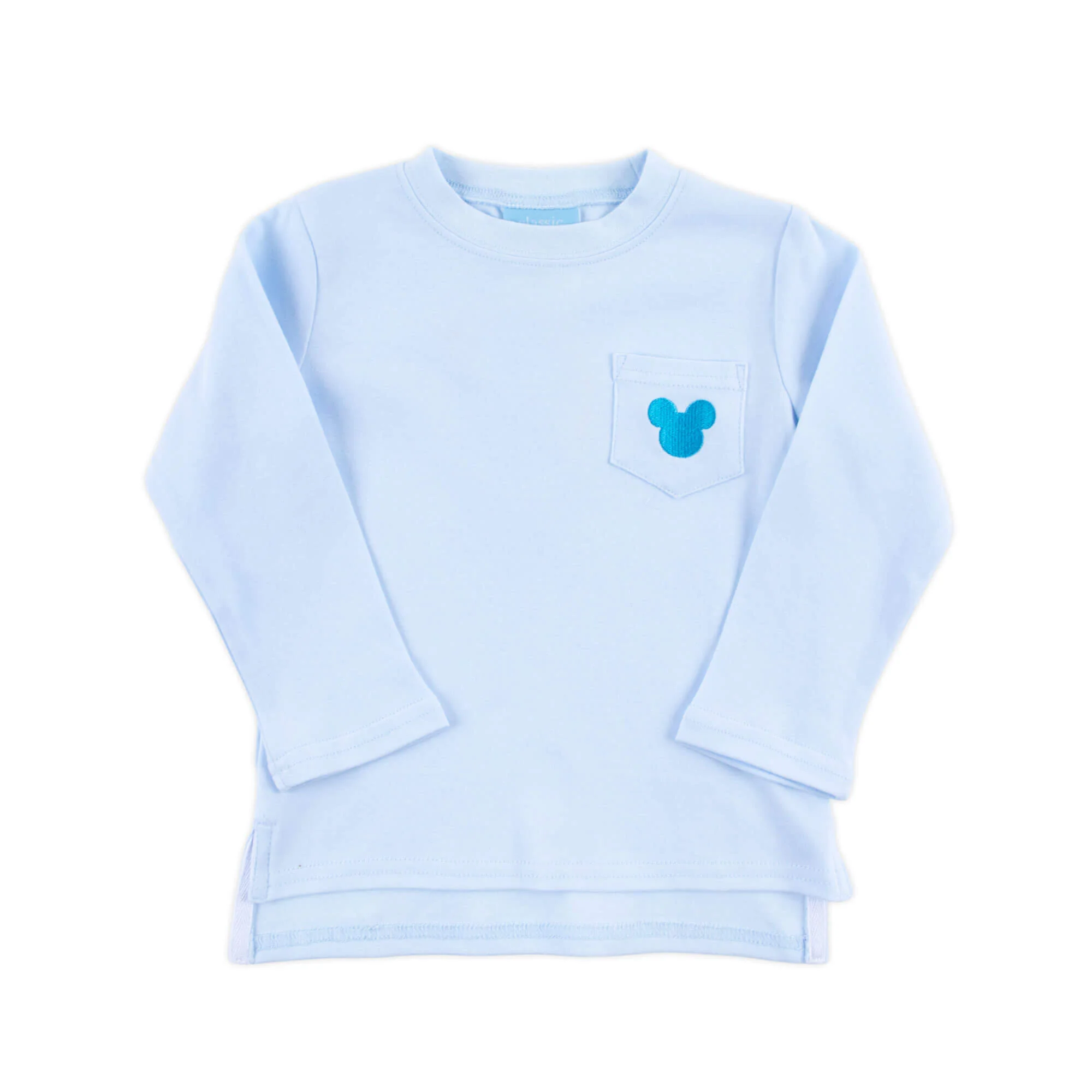 Mouse Ears Light Blue Long Sleeve Pocket Shirt
