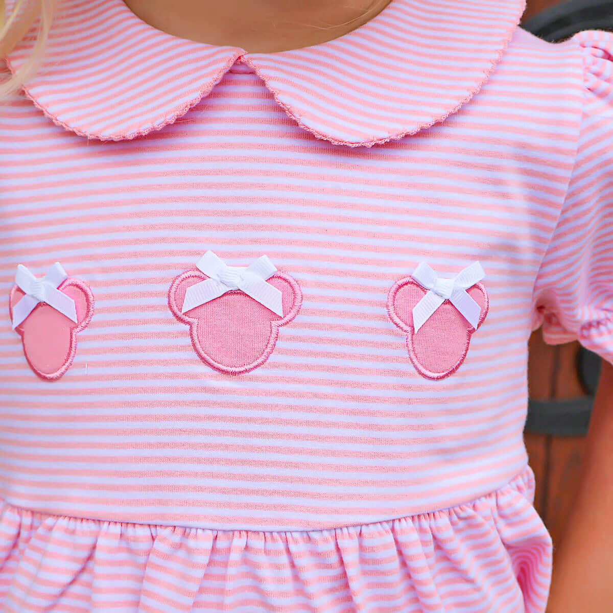 Mouse Ears Pink Stripe Riley Dress - Image 3