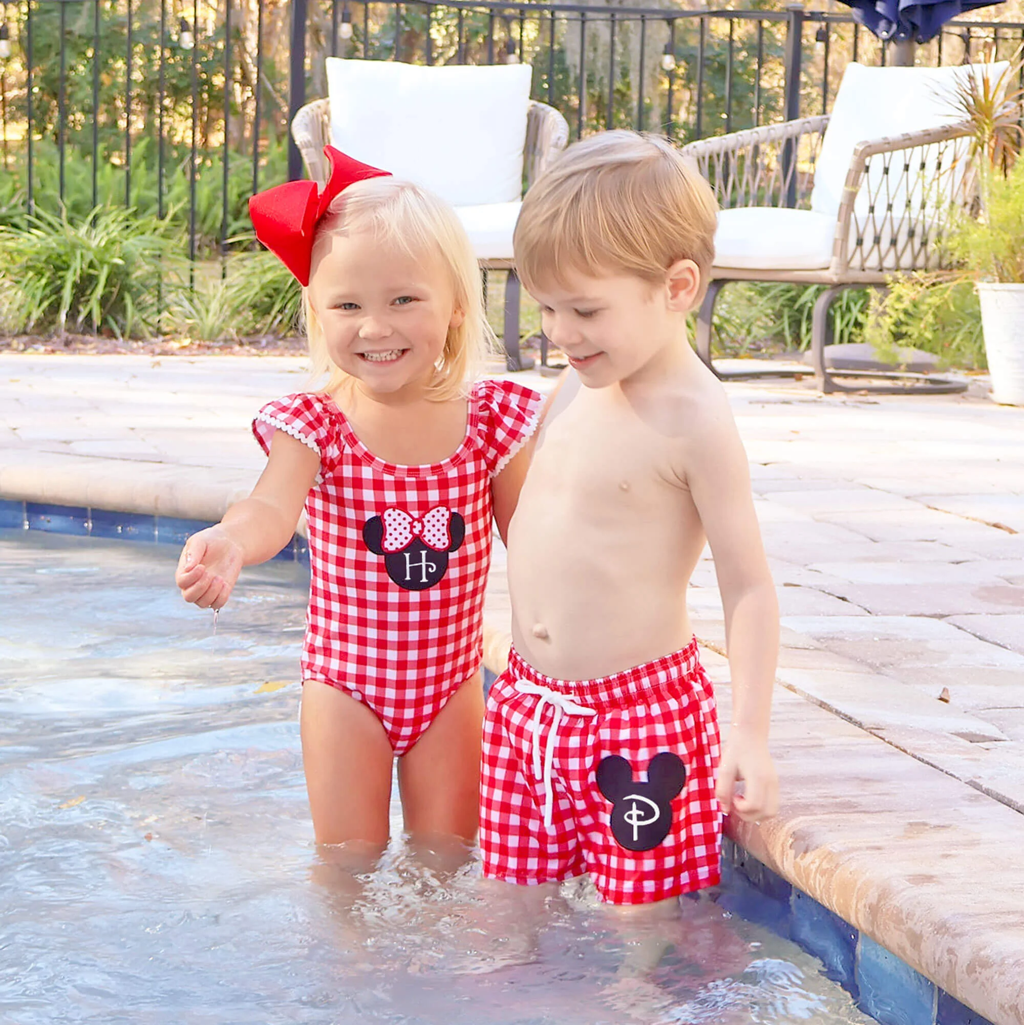 Mouse Ears Red Gingham One Piece Swimsuit - Image 3