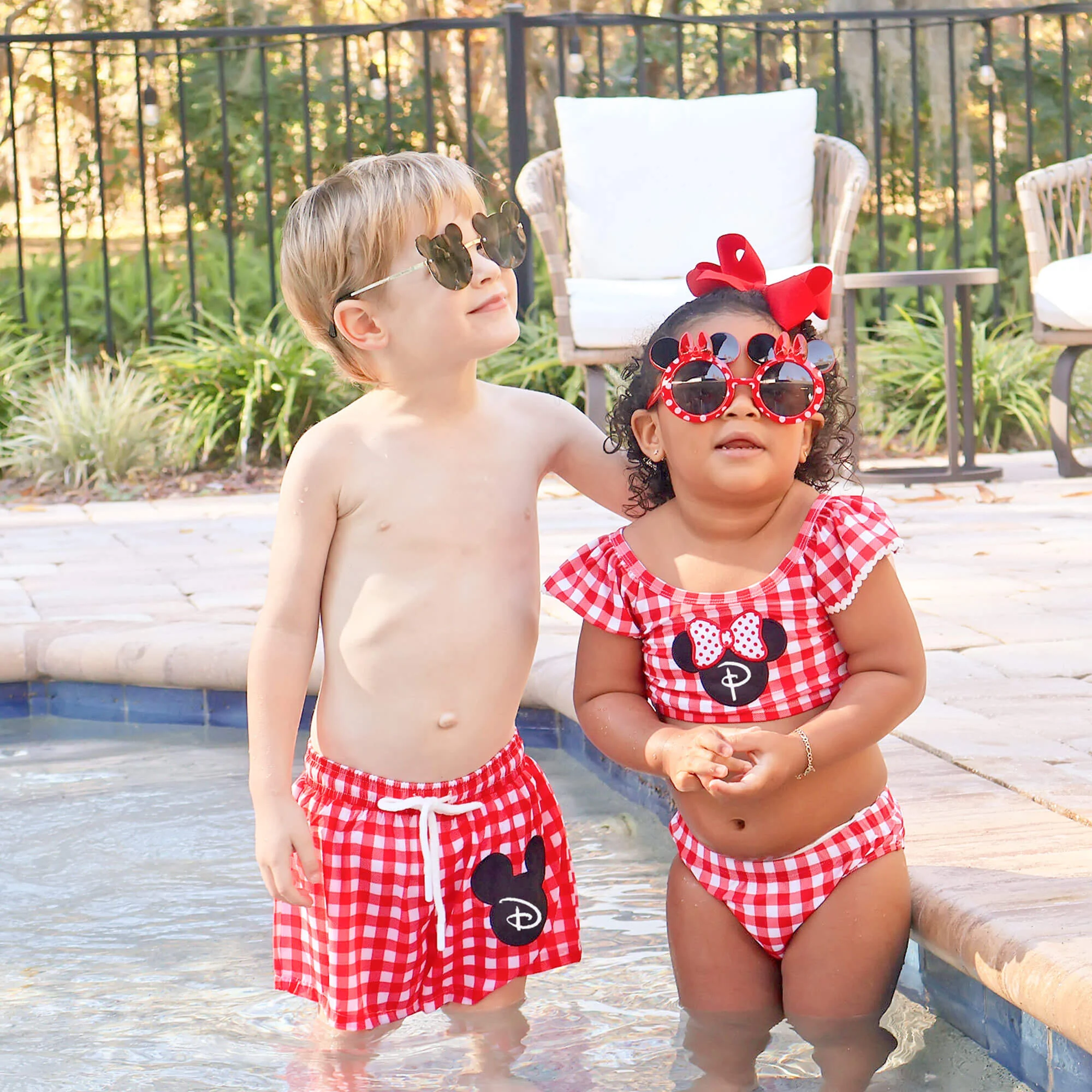 Mouse Ears Red Gingham Swim Trunks - Image 7