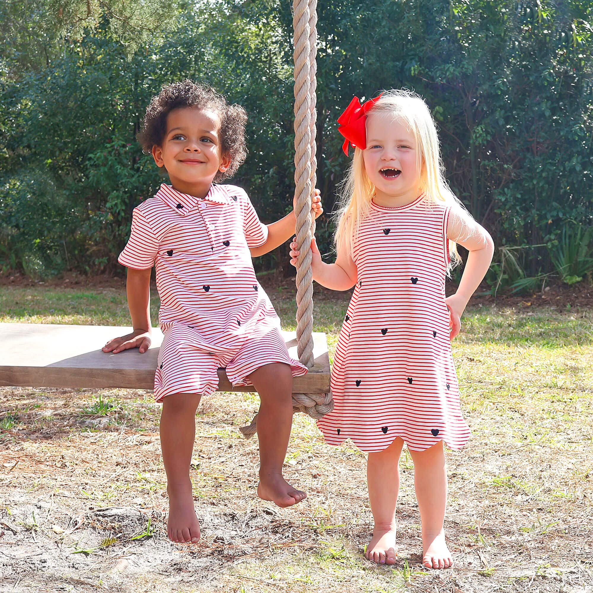 Mouse Ears Schiffli Red Stripe Liv Dress - Image 3