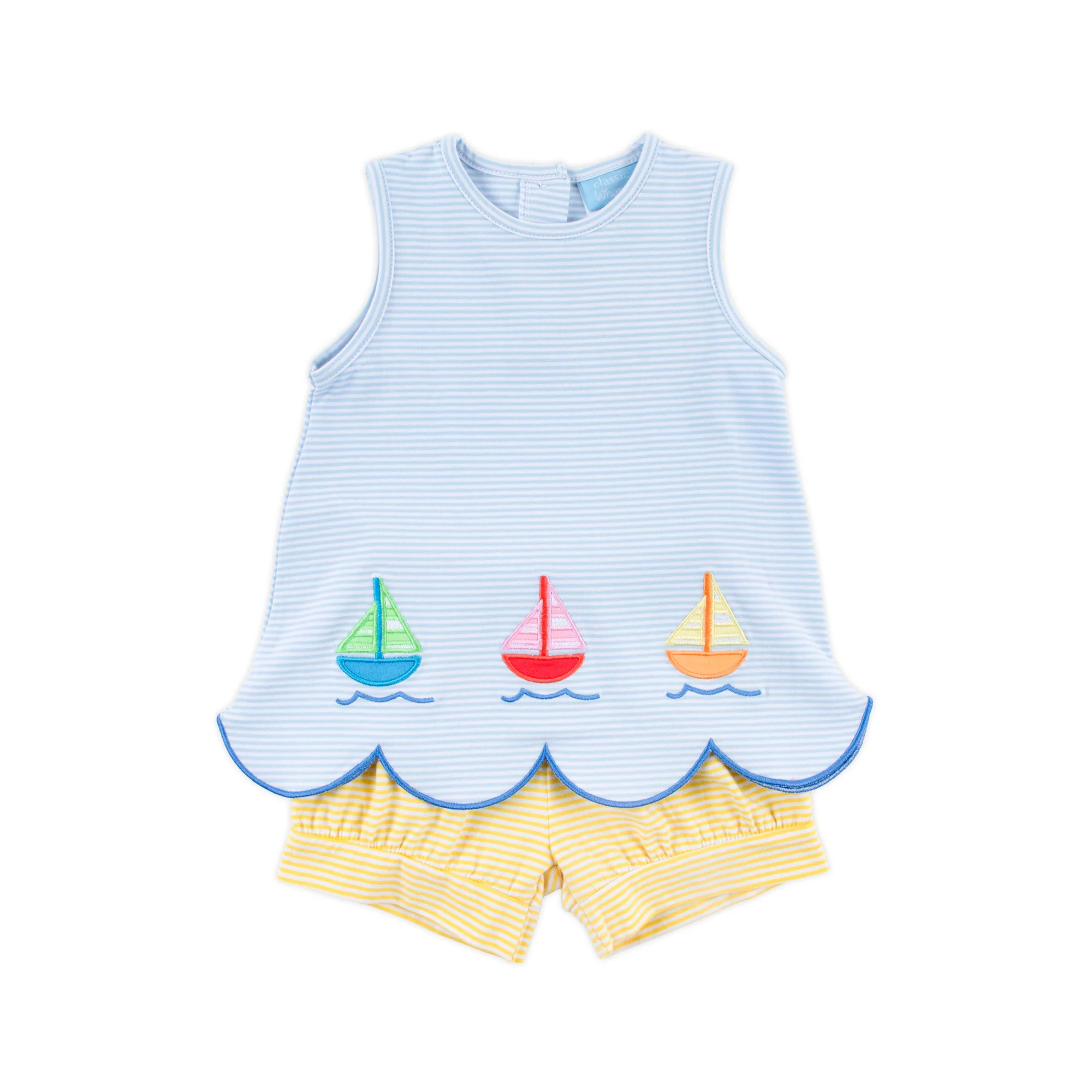 Nautical Adventure Light Blue Stripe Cleo Short Set - Image 4