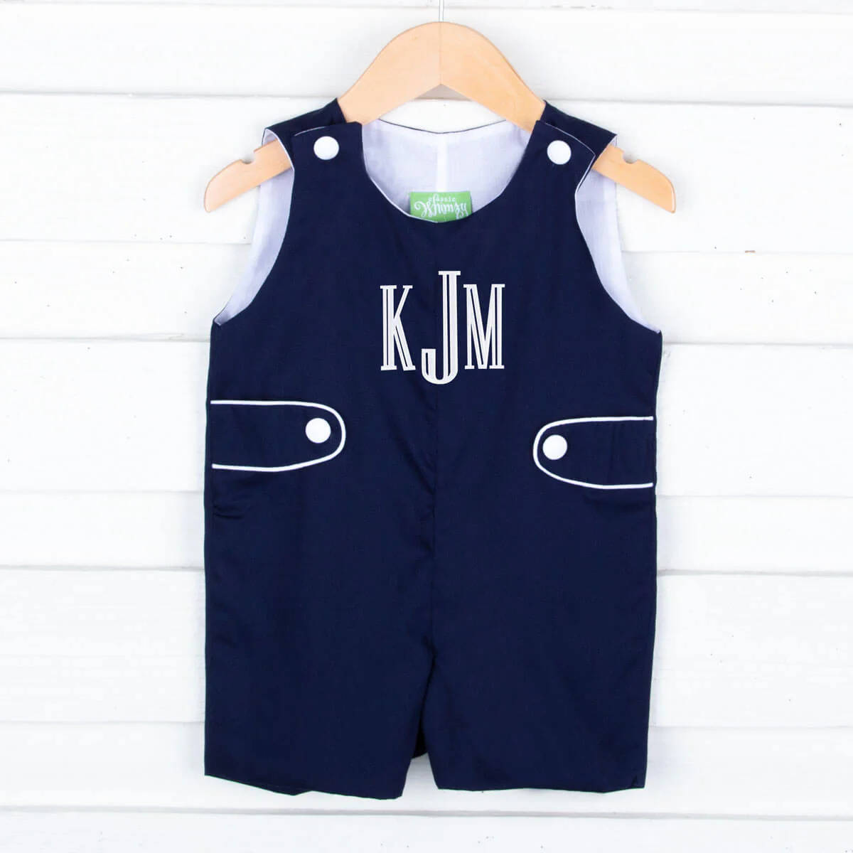 Navy Pique Jon Jon with White Piping