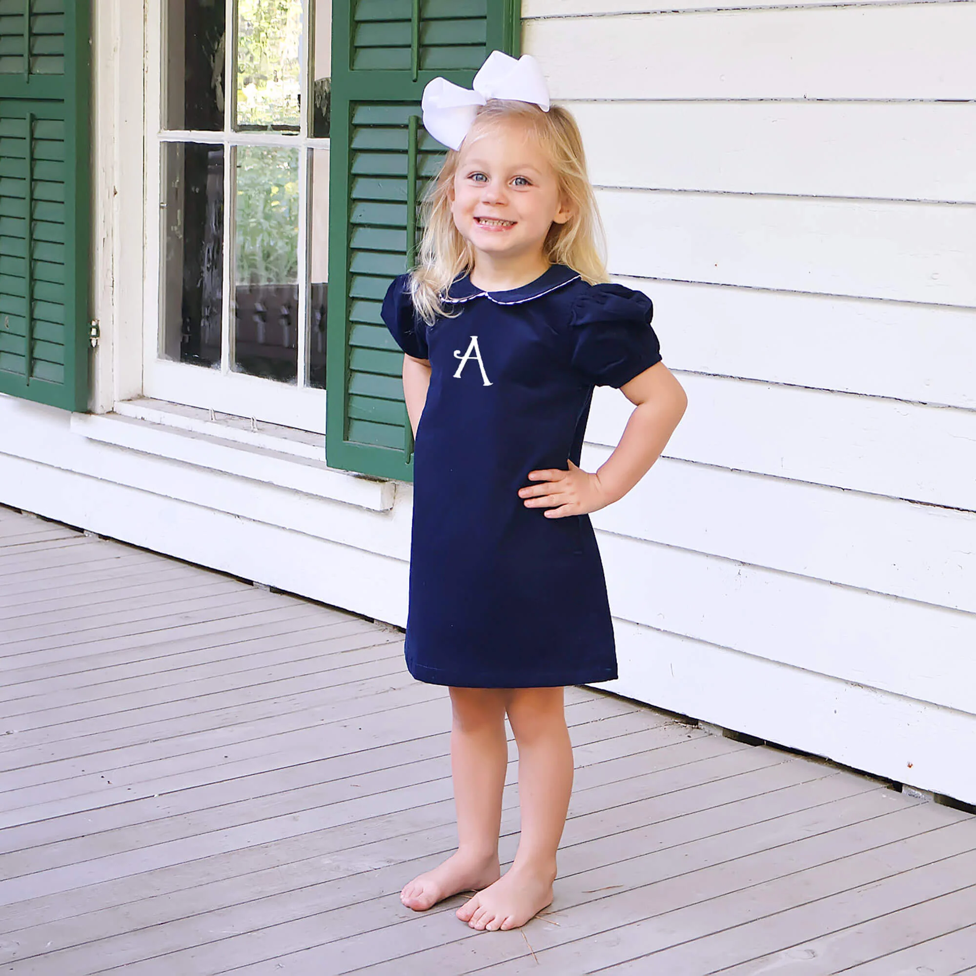 Navy Corduroy Collared Sally Dress - Image 3