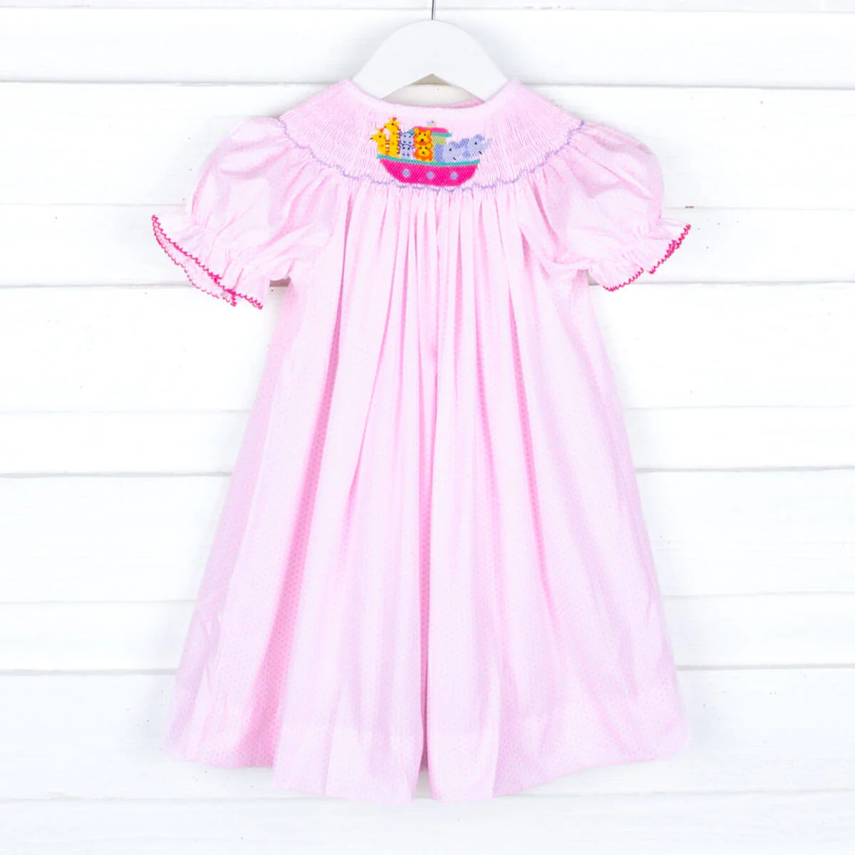 Noah's Ark Smocked Bishop Dress