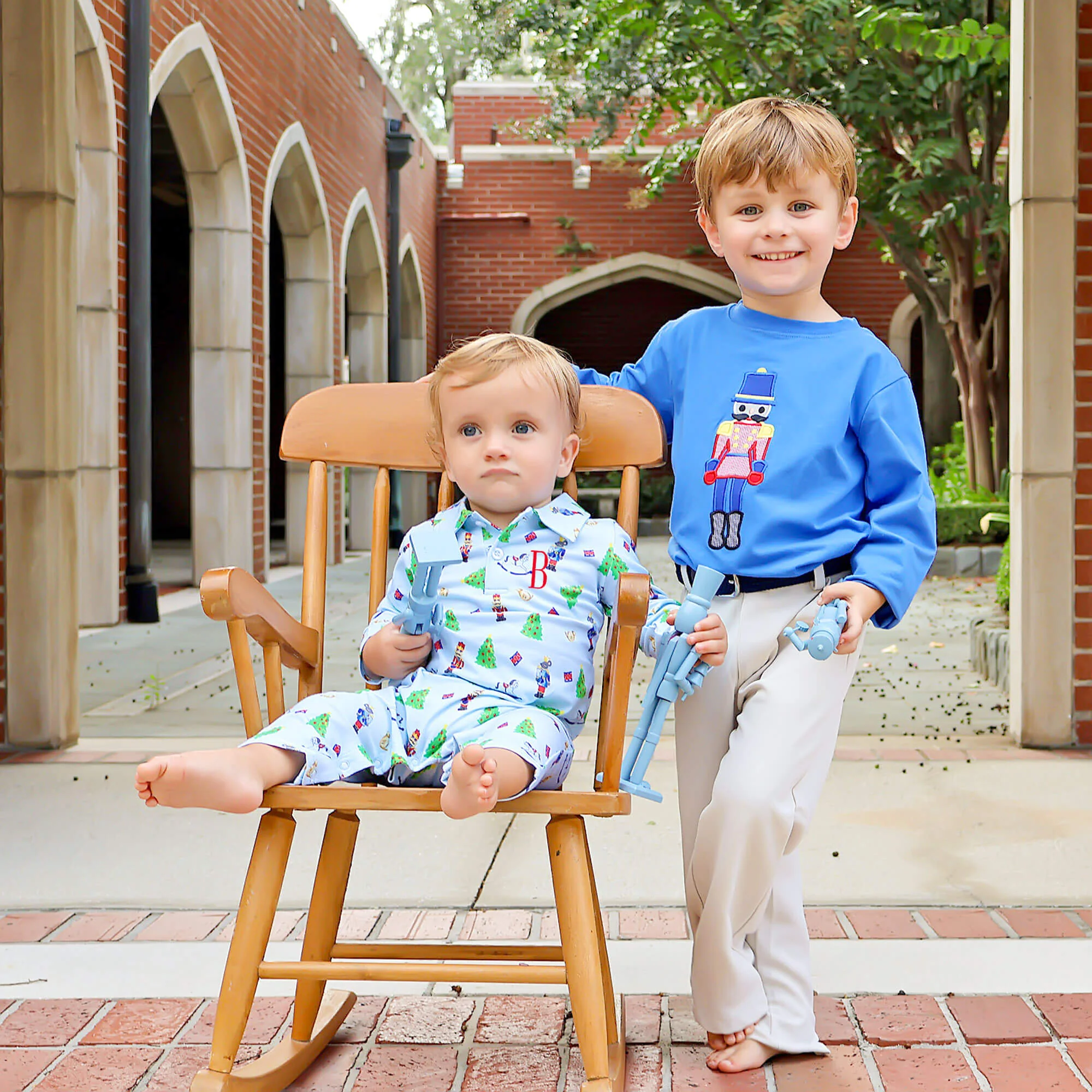 Nutcracker Blue Print Polo Romper - Image 4