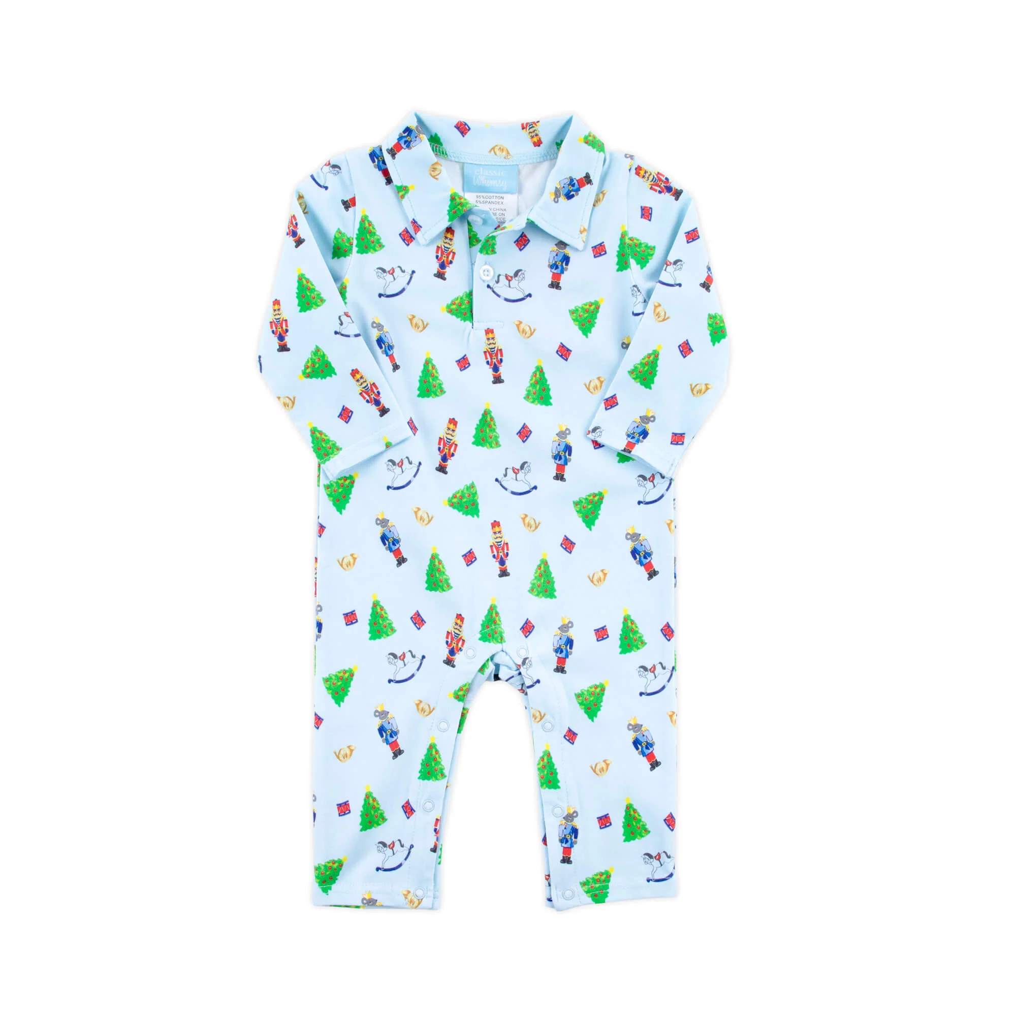 Nutcracker Blue Print Polo Romper - Image 5