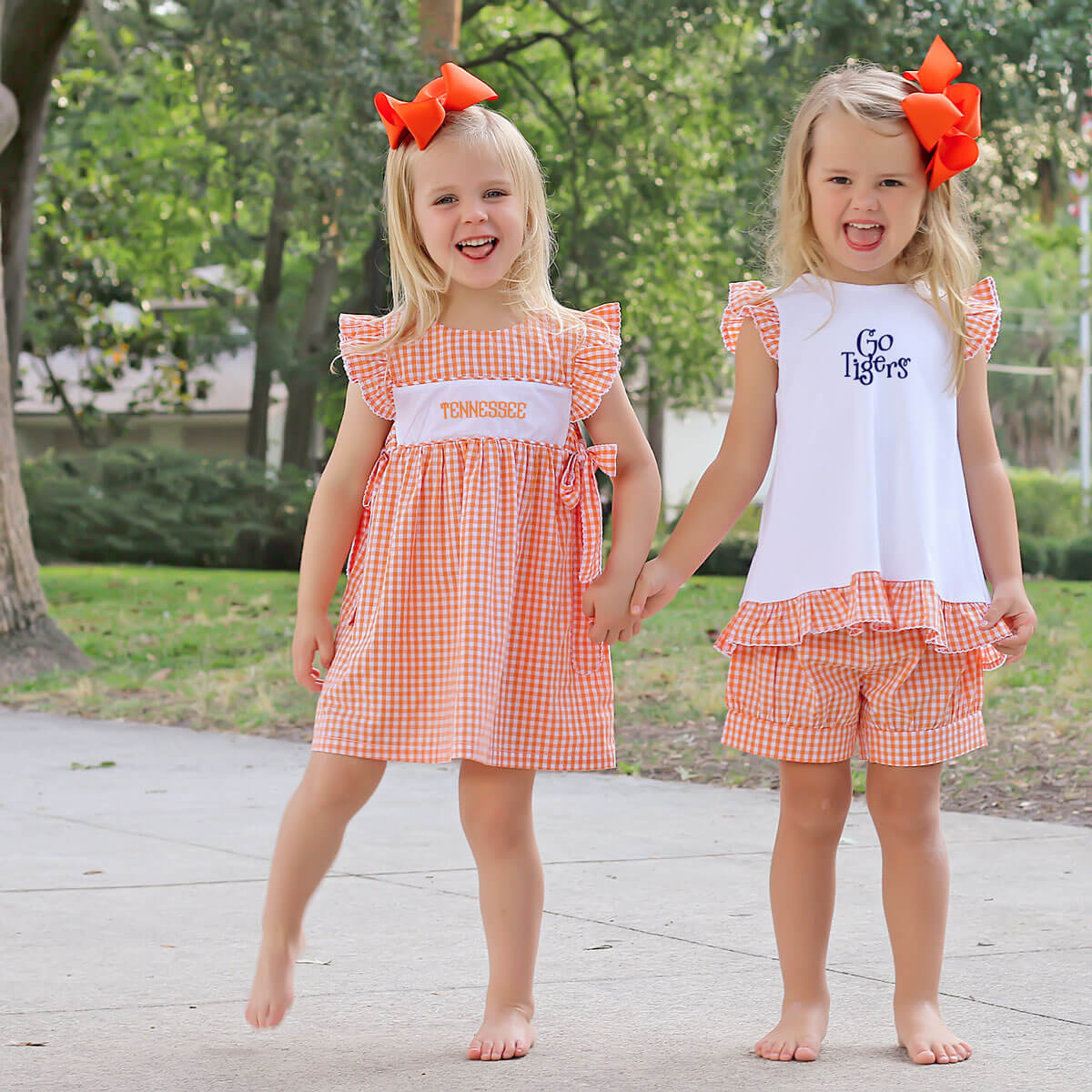 Orange Gingham Tie Back Short Set - Image 6