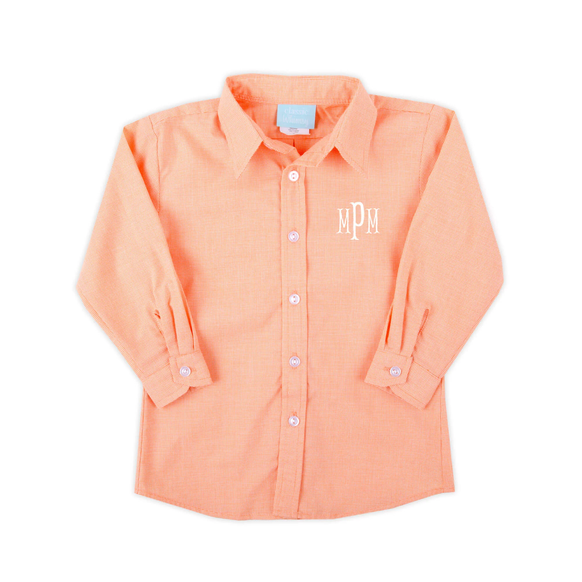 Orange Seersucker Button Down Shirt
