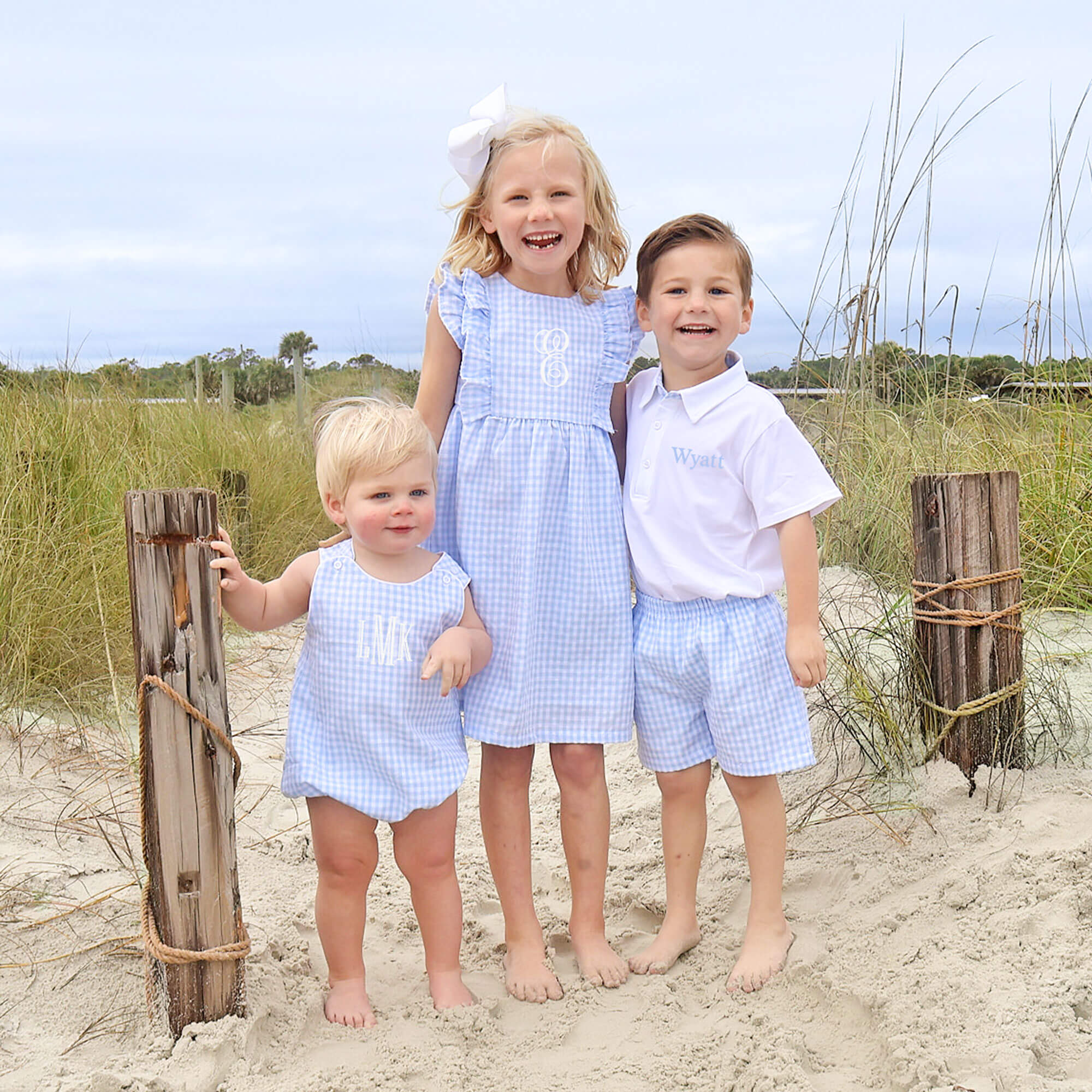 Pastel Blue Gingham Polo Short Set - Image 5