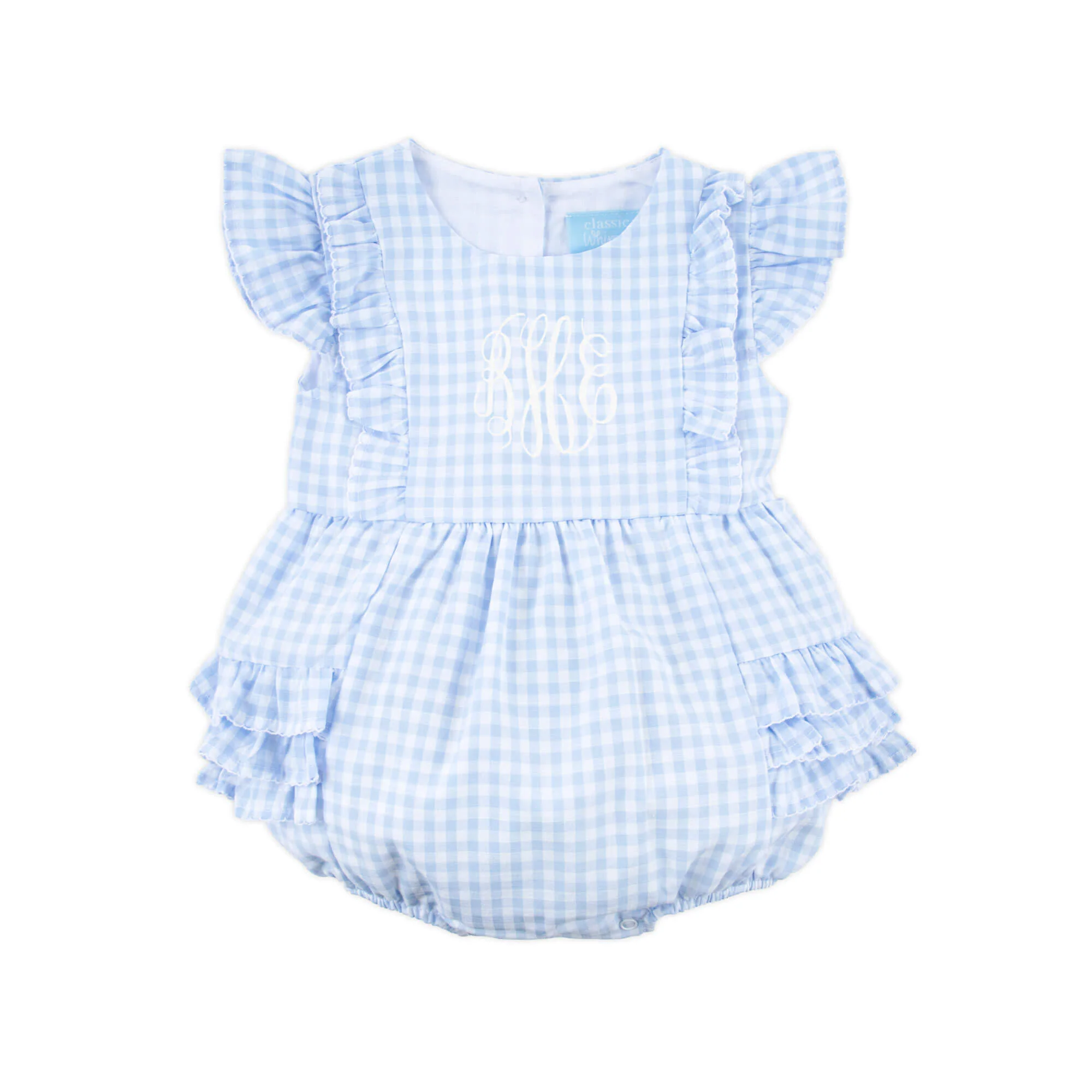 Pastel Blue Gingham Ruffle Kate Bubble - Image 2