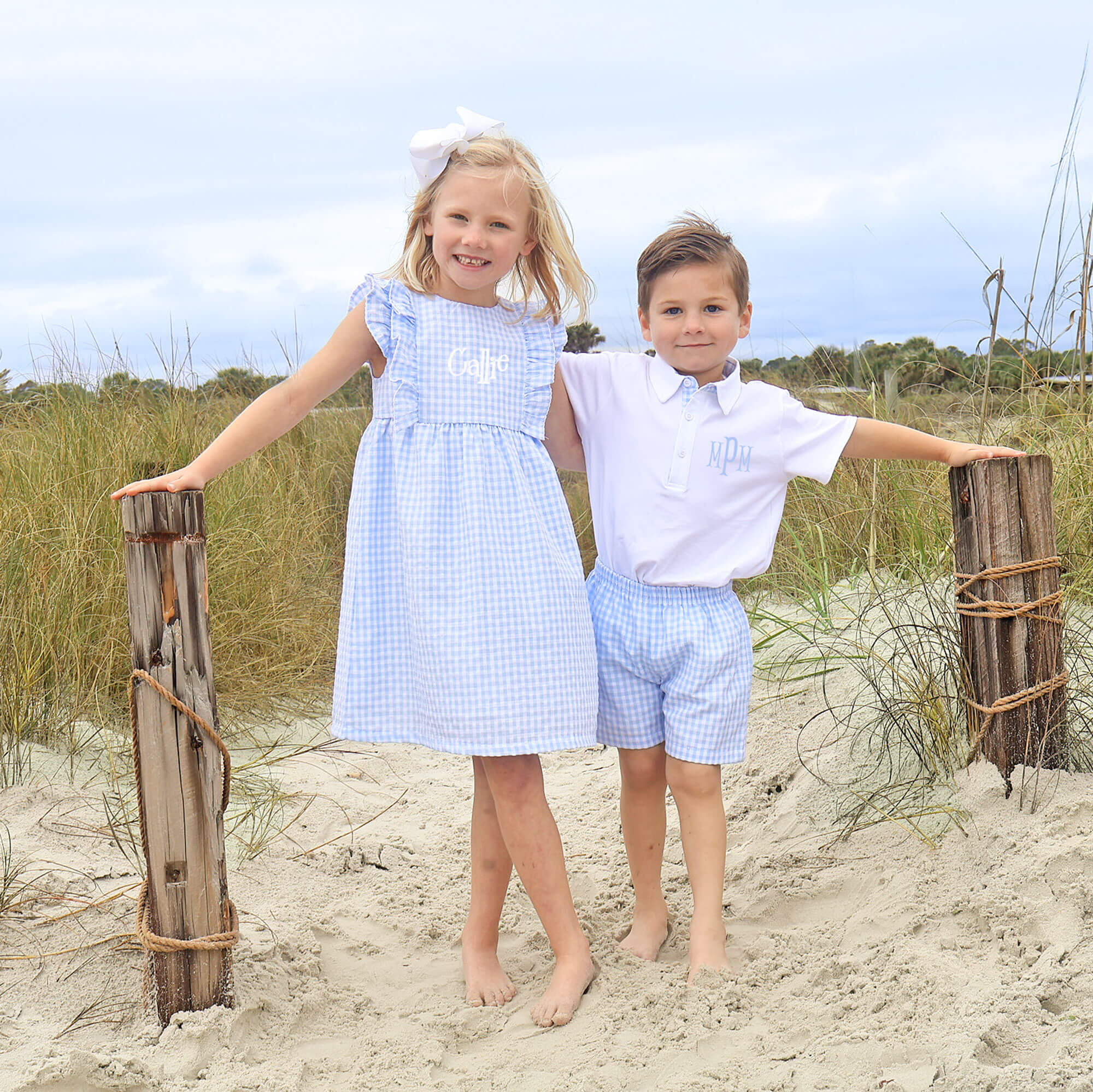 Pastel Blue Gingham Ruffle Kate Dress - Image 3